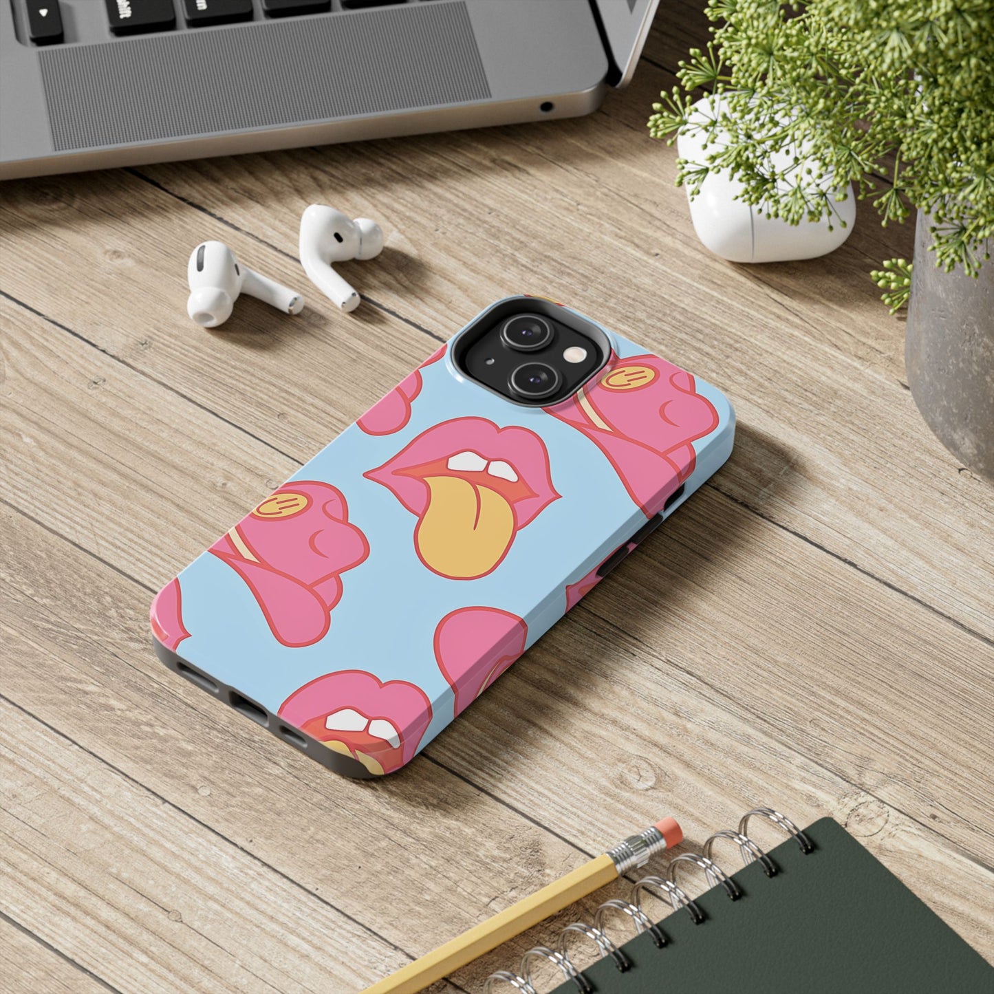 Preppy Cowboy Hat & Hot Lips Pattern (Version 1) Tough Phone Case | Aesthetic