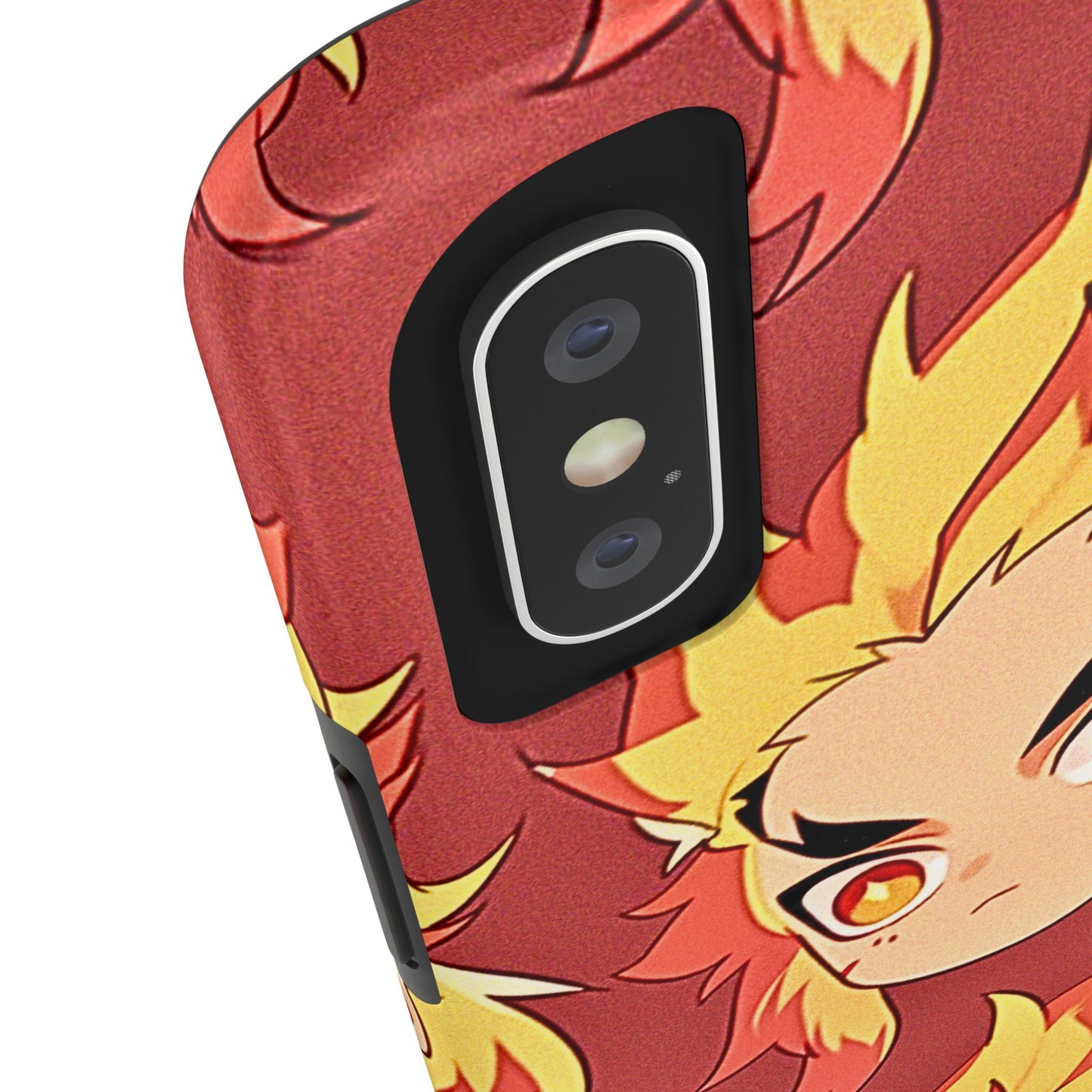 Rengoku Head Pattern Dark Orange Tough Phone Case | Anime - Demon Slayer