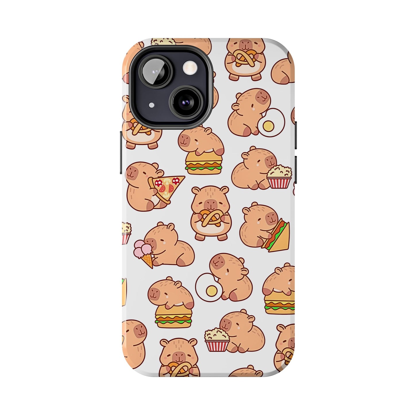 Cute Capybara Eating Pizza Ice Cream & Snacks Cartoon Food Tough Phone Case | Animals