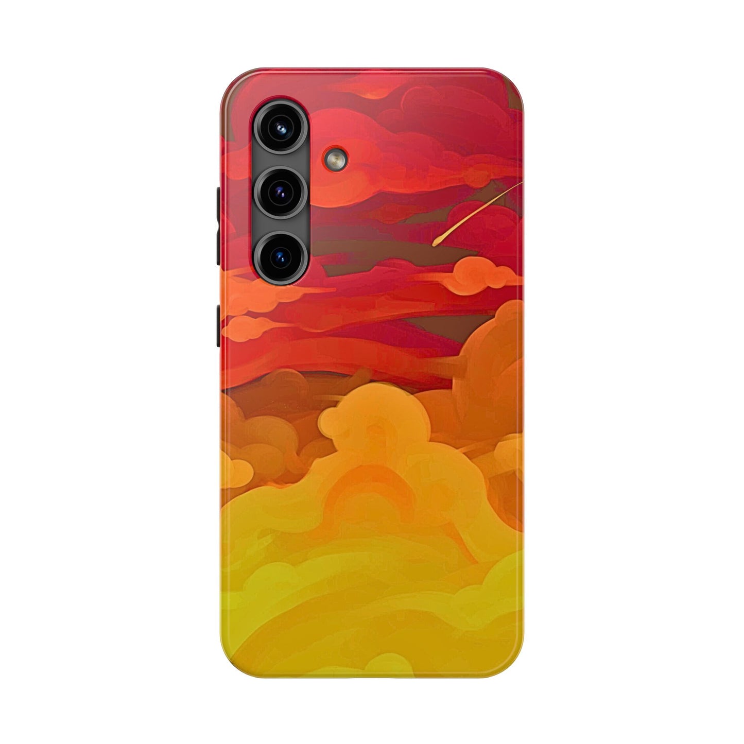 Funda resistente para teléfono con diseño de nubes rojas y naranjas | Estética