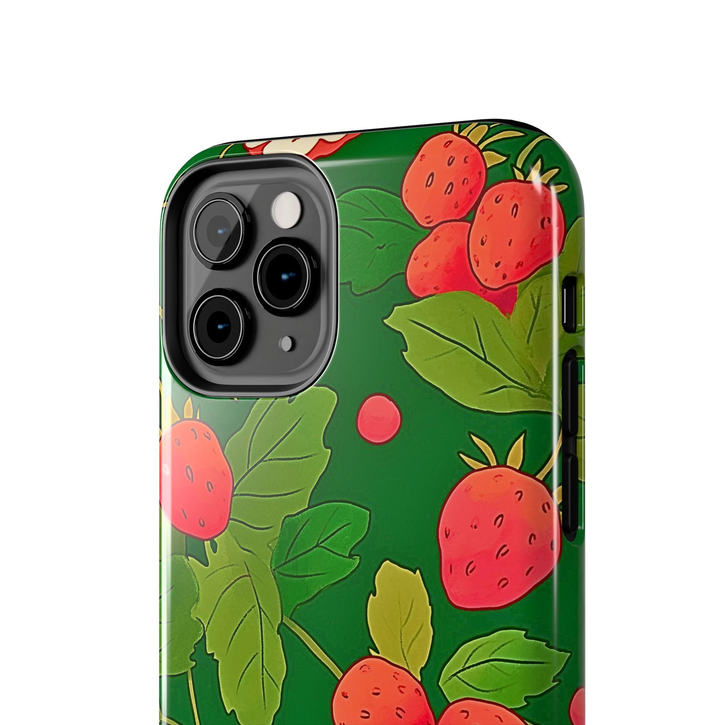 Dark Strawberry Pattern Preppy Tough Phone Case | Aesthetic