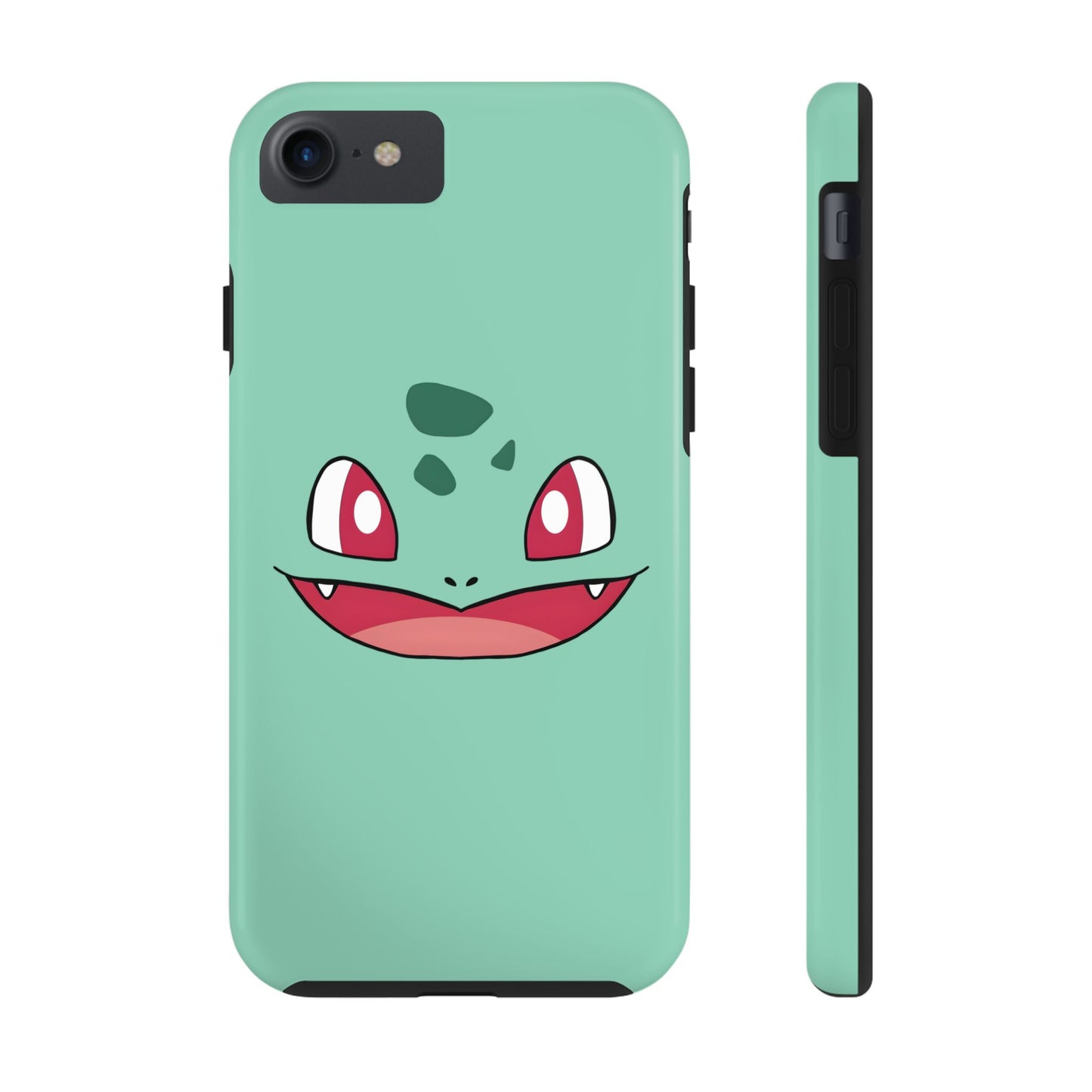 Green Leaf Dino Smile Red Eyes Cute Creature Tough Phone Case | Anime