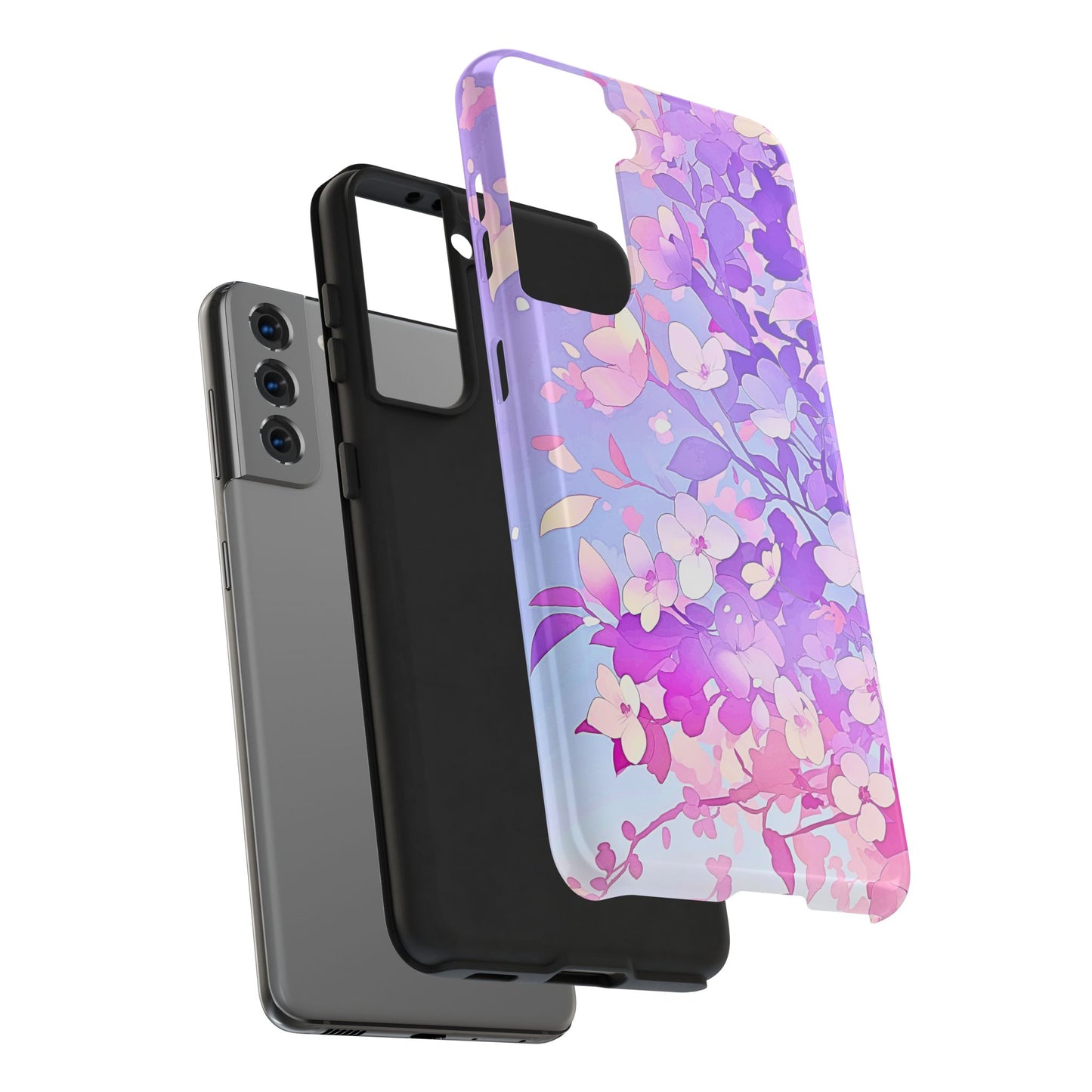 Funda resistente para teléfono con delicados estampados florales en tonos pastel | Estética