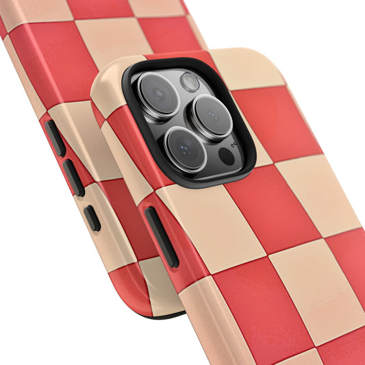 Preppy Checkered Pink Tough Phone Case | Aesthetic