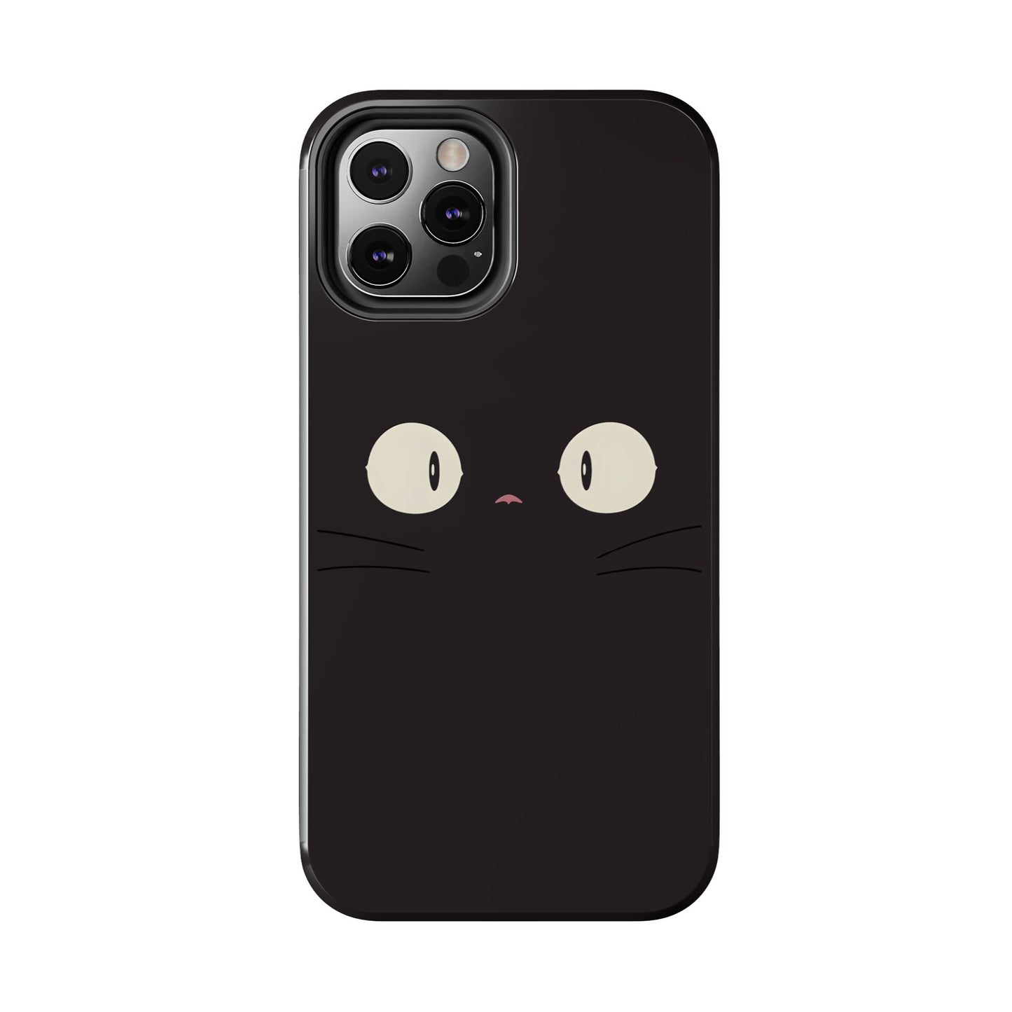 Adorable Black Cat Face and Eyes Minimal Tough Phone Case | Animals