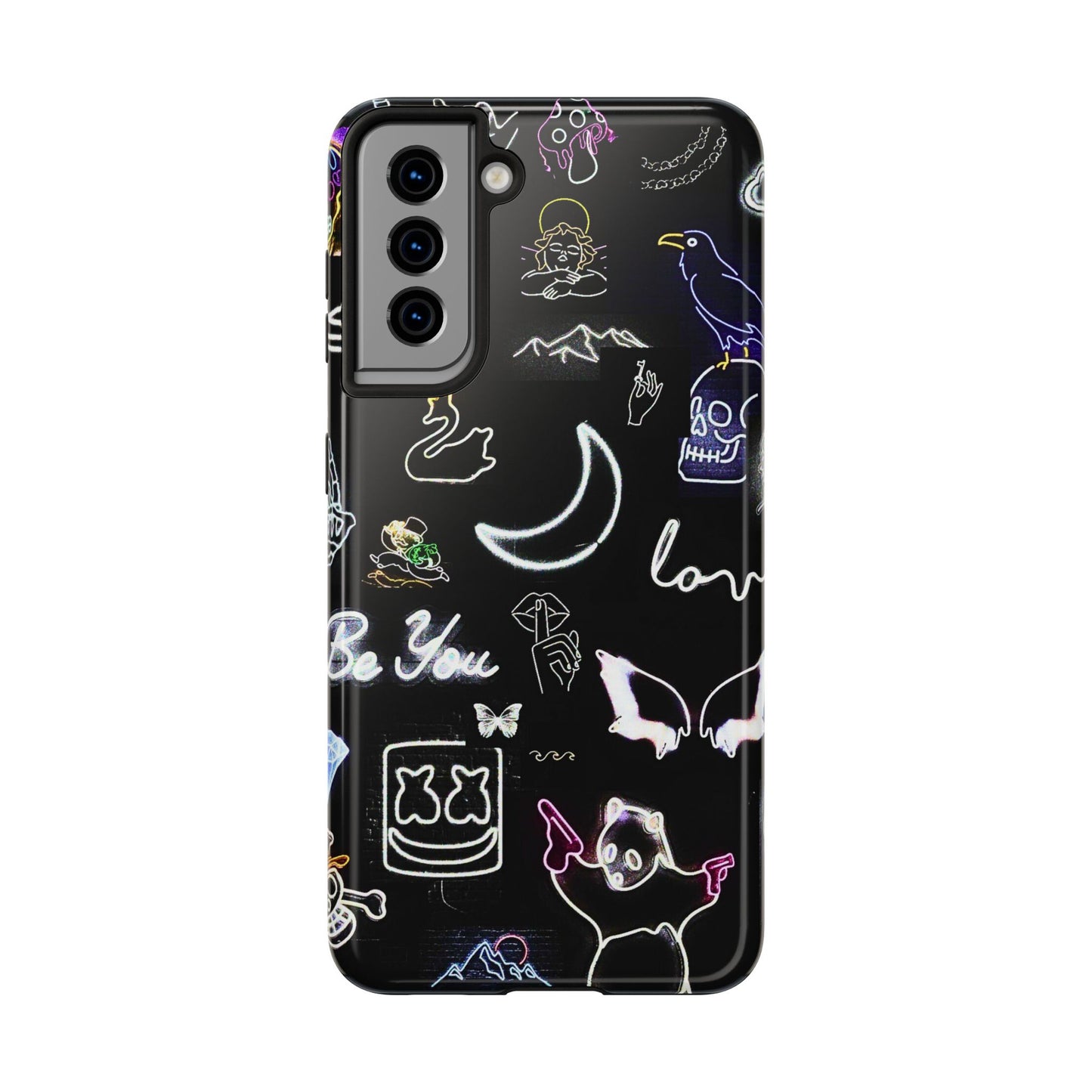 Funda resistente para teléfono estilo neón blanco | Estética