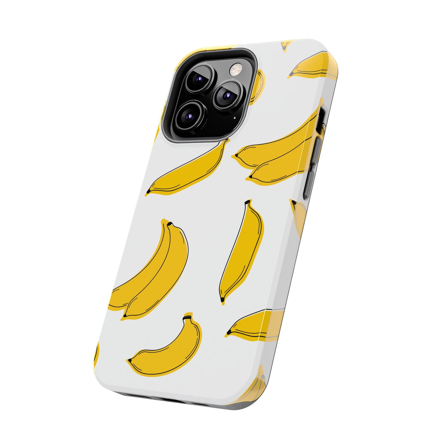 Bold Yellow Banana Pattern Minimal Line Art Tough Phone Case | Food