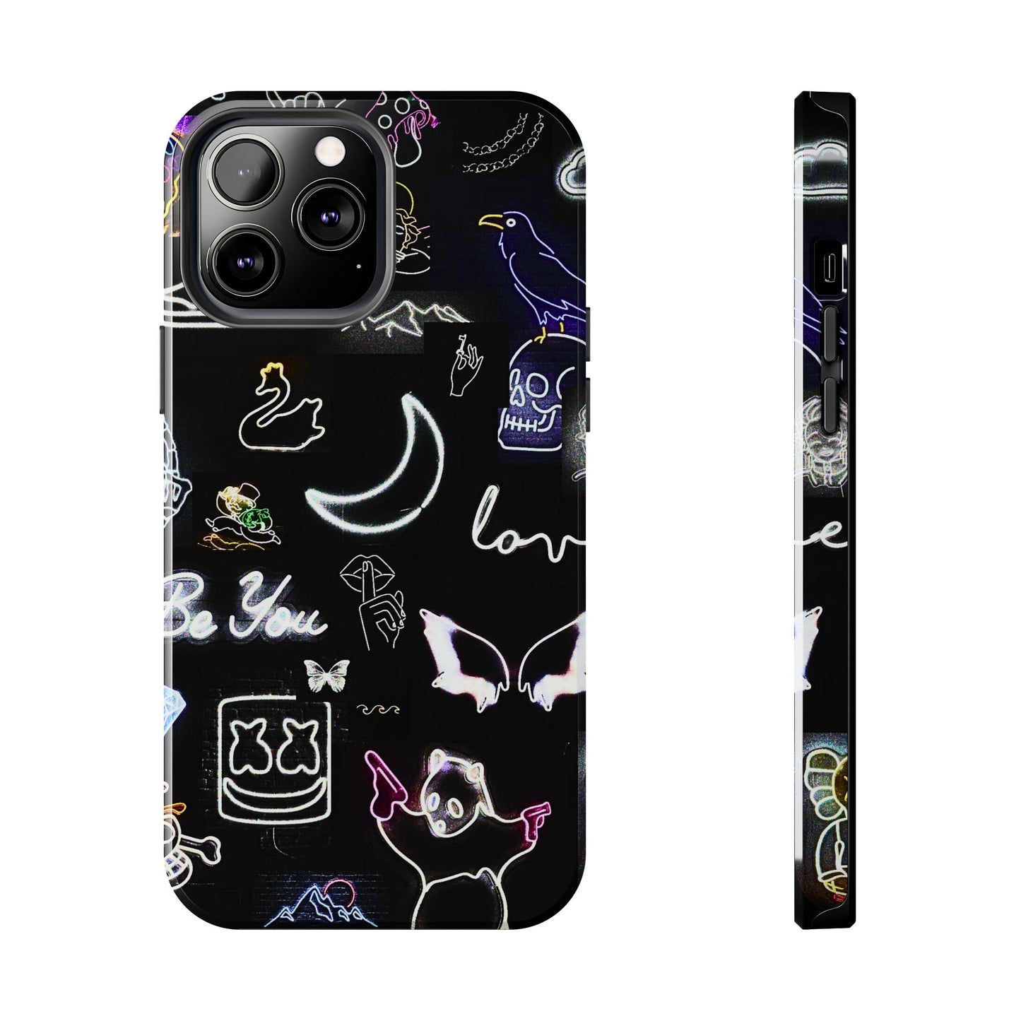 Funda resistente para teléfono estilo neón blanco | Estética