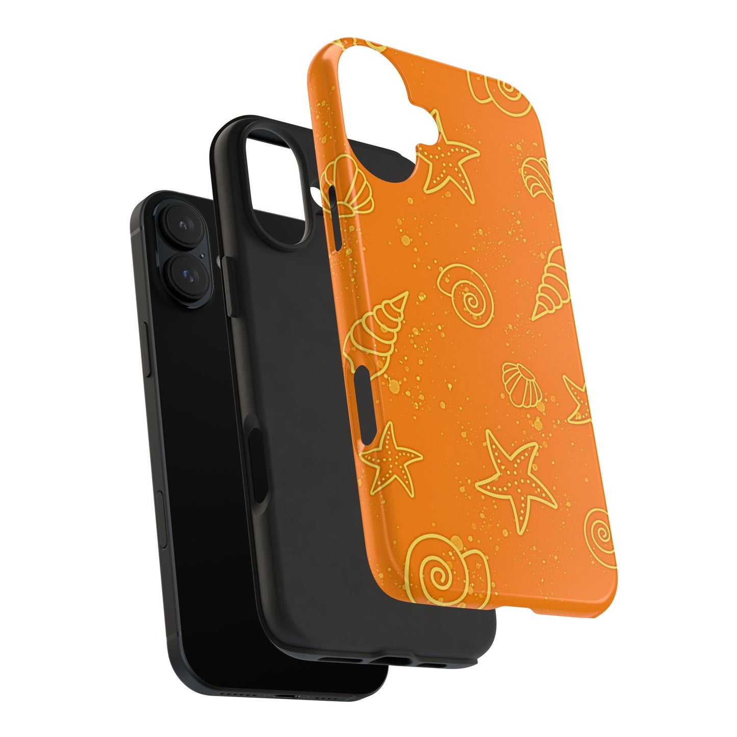 Funda resistente para teléfono con diseño de conchas naranjas | Estética