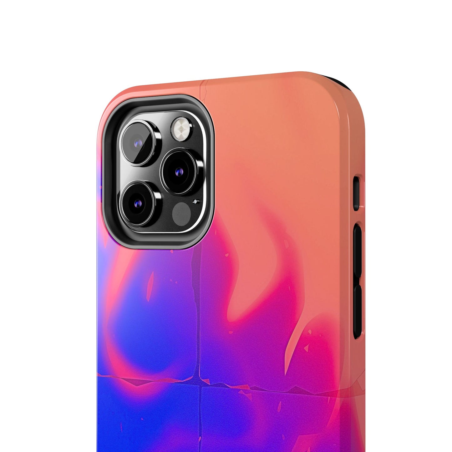 Funda resistente para teléfono con diseño de llamas, degradado abstracto y resplandor del atardecer | Estética