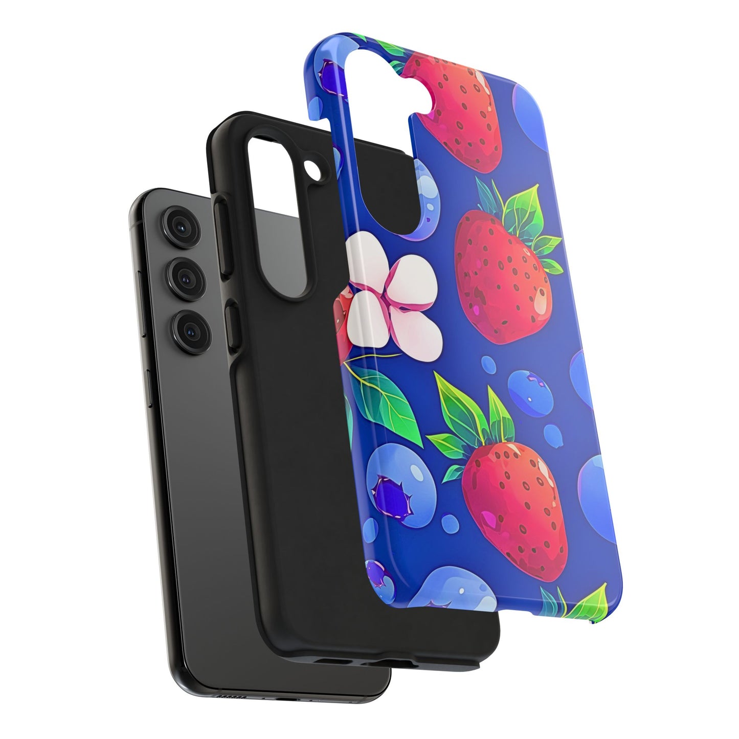 Cute Blueberry Strawberry Fruit Pattern Tough Phone Case | Aesthetic
