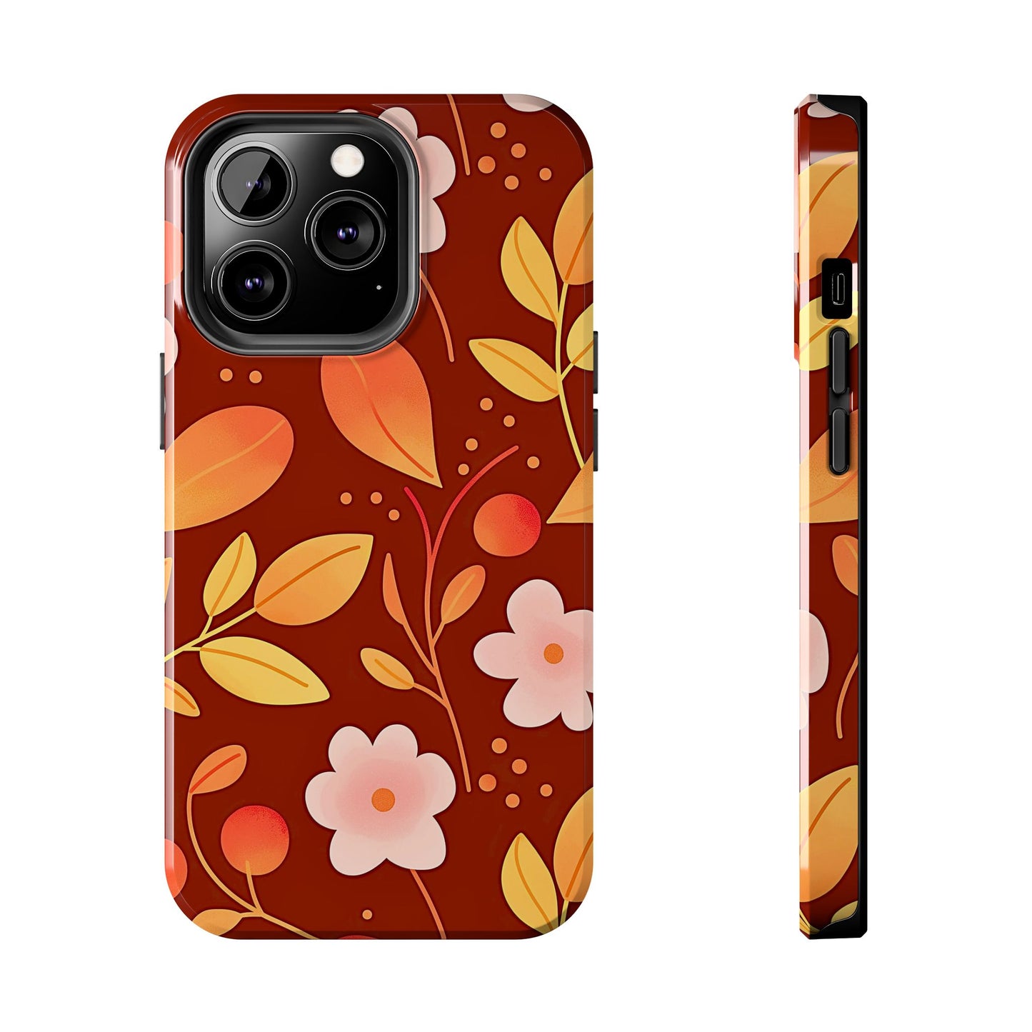 Autumn Fall Leaf Pattern Tough Phone Case | Aesthetic