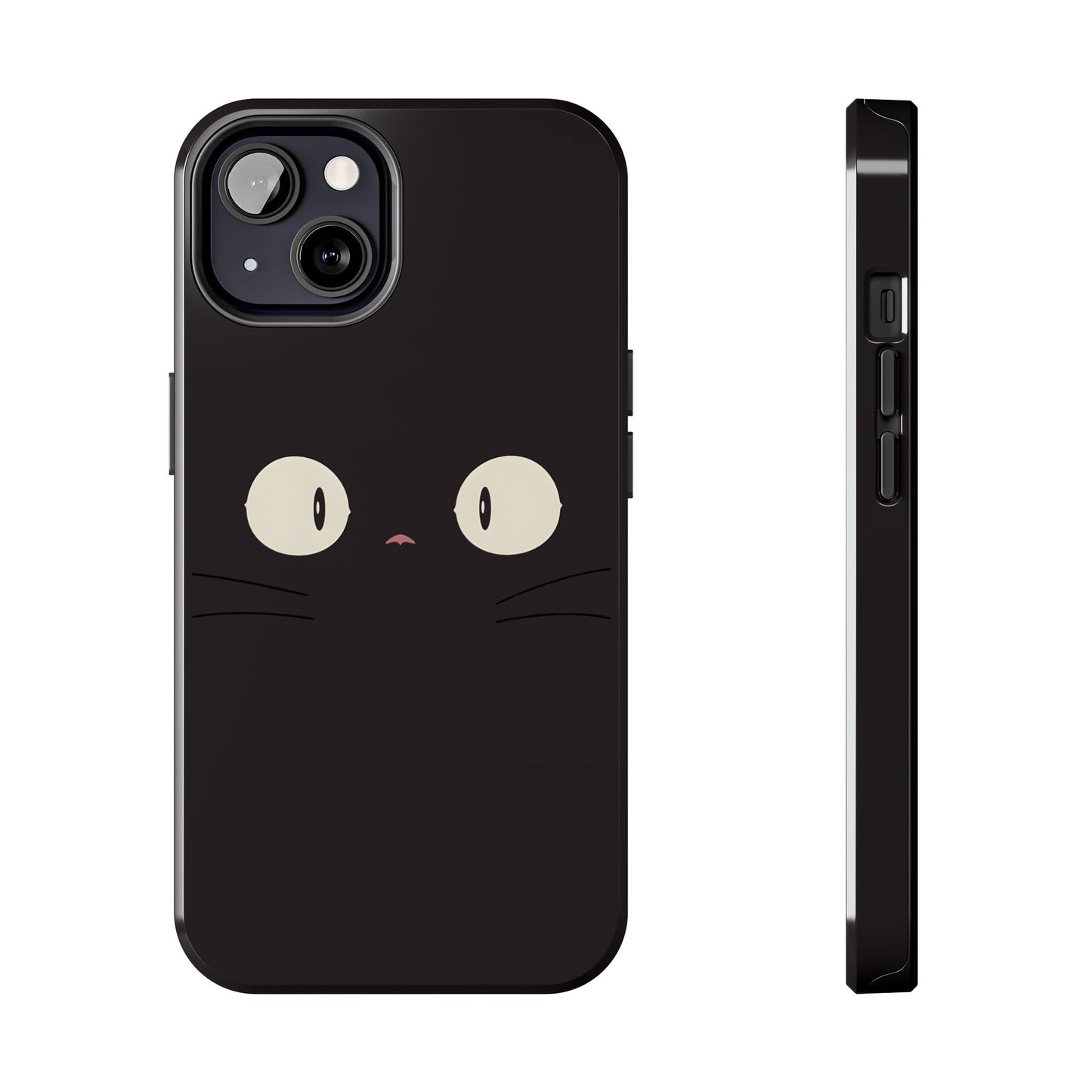 Adorable Black Cat Face and Eyes Minimal Tough Phone Case | Animals