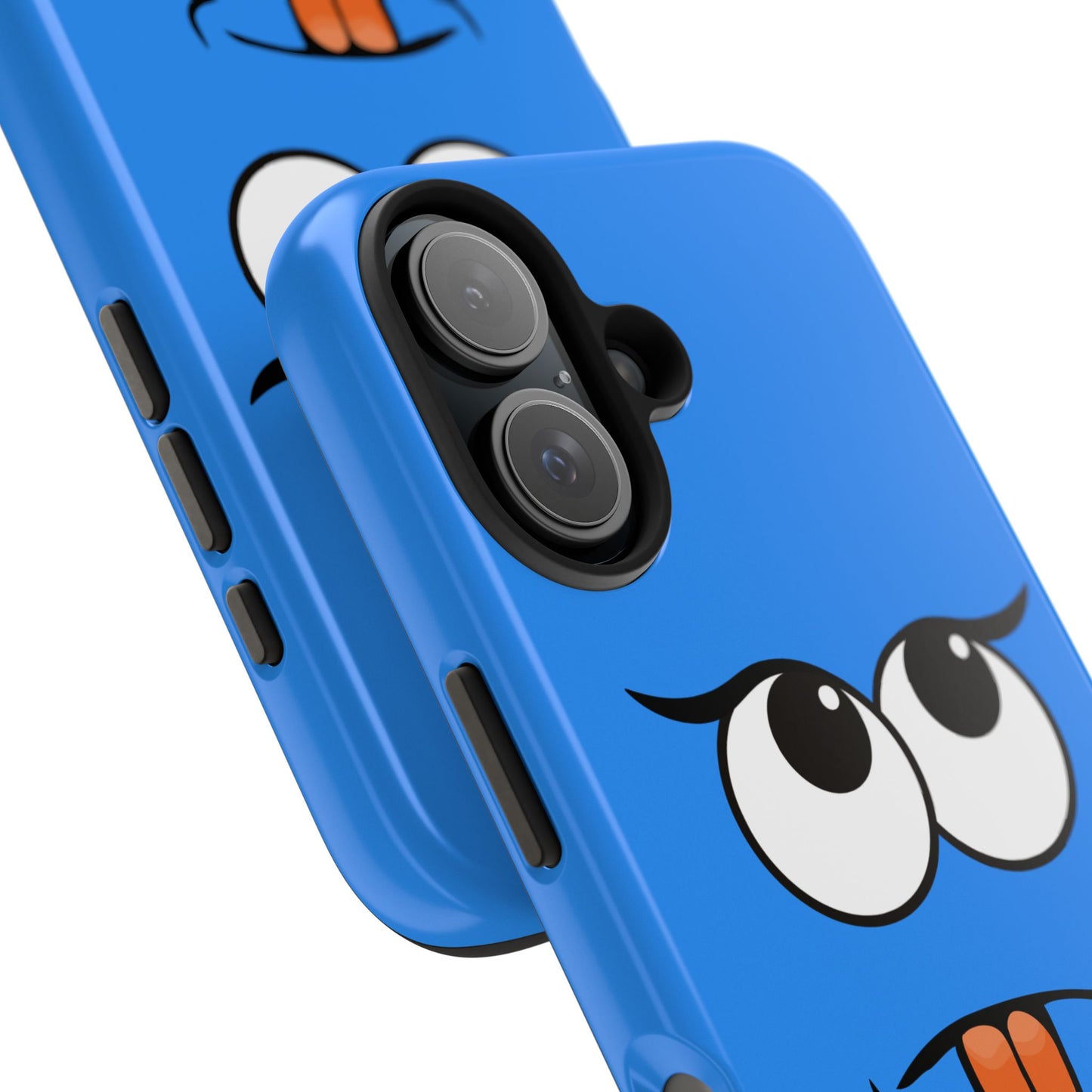 Silly Tongue Out Cartoon Face Blue Background Tough Phone Case | Funny
