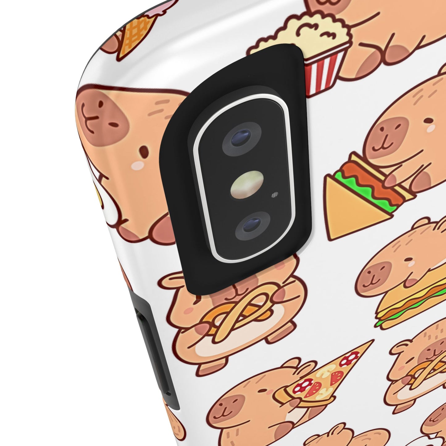 Cute Capybara Eating Pizza Ice Cream & Snacks Cartoon Food Tough Phone Case | Animals