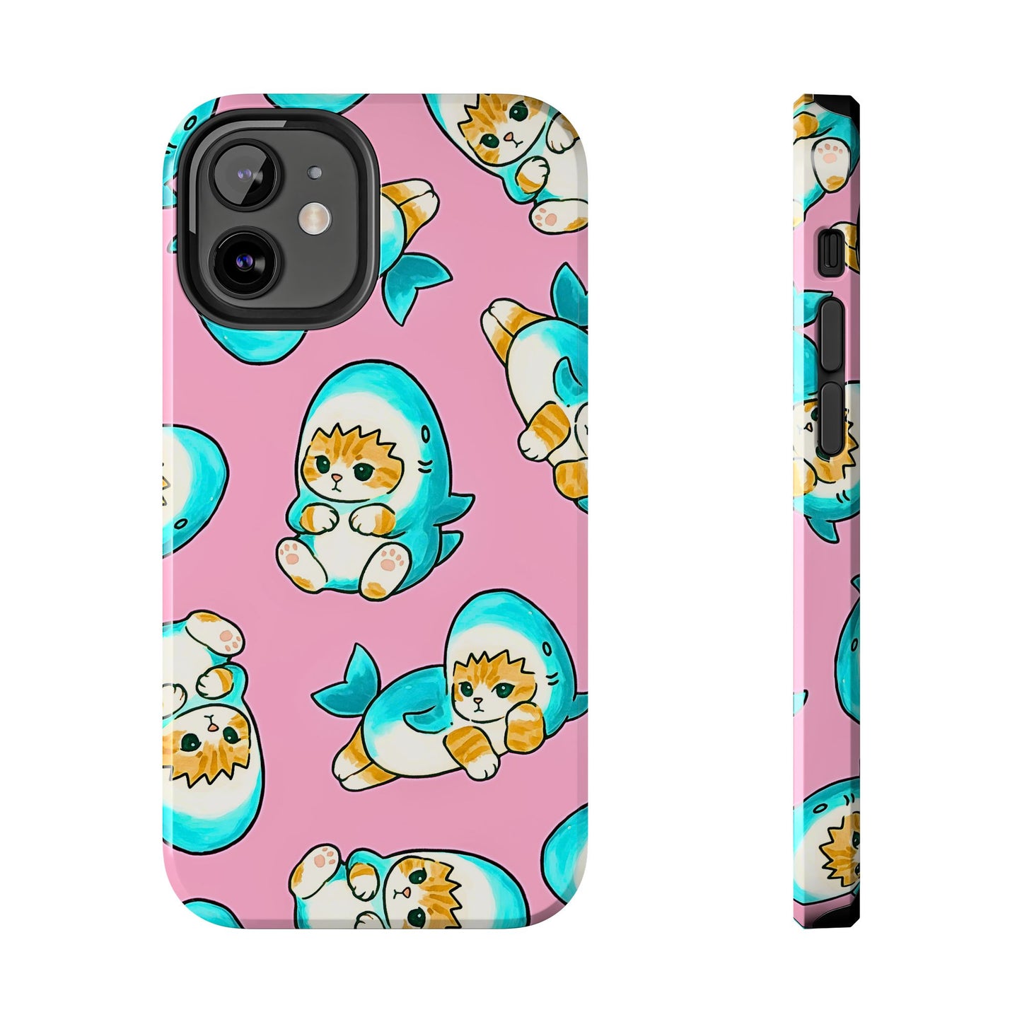Pink Cute Shark Cats Pattern Tough Phone Case | Animals
