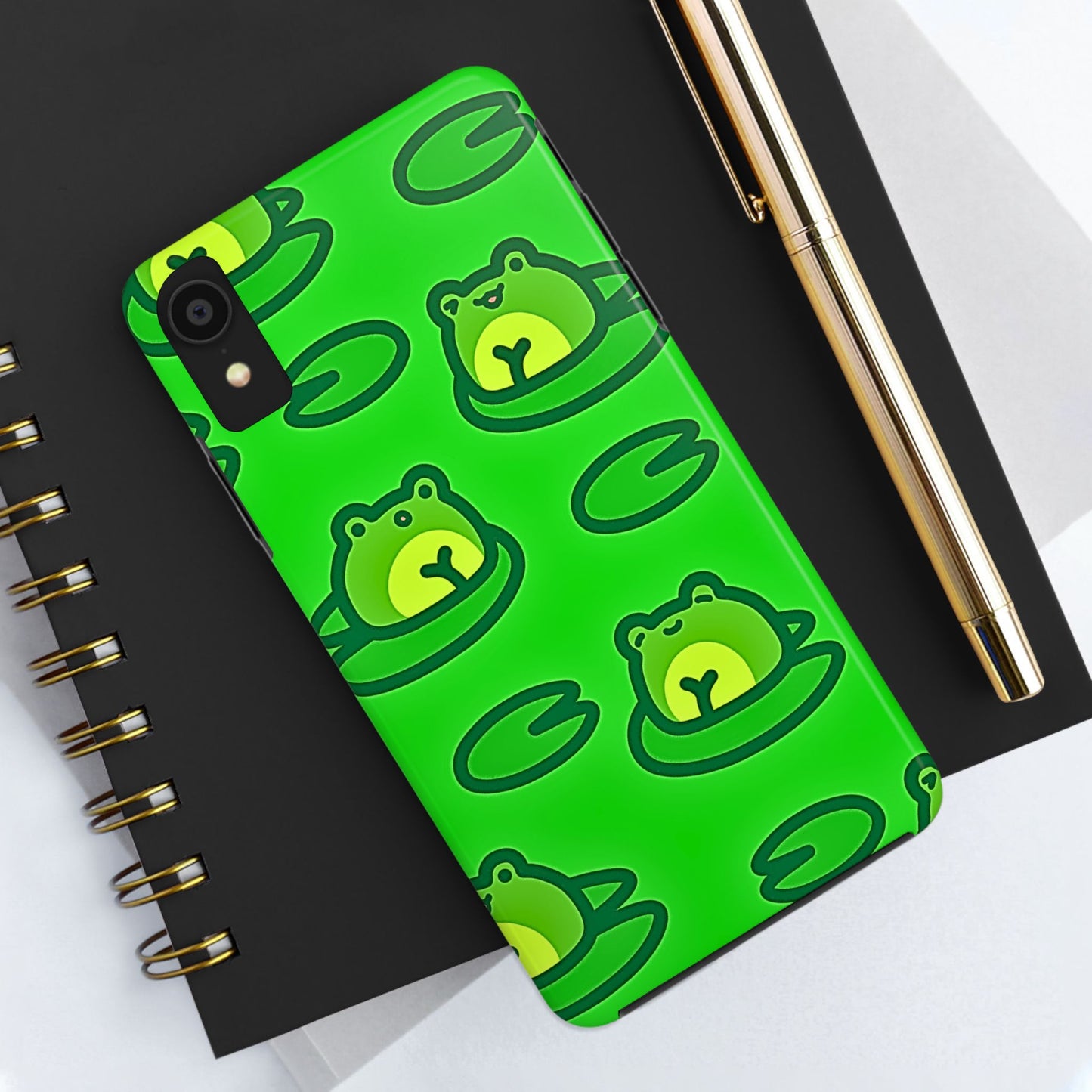 Cute Green Frogs Pattern Tough Phone Case | Animals