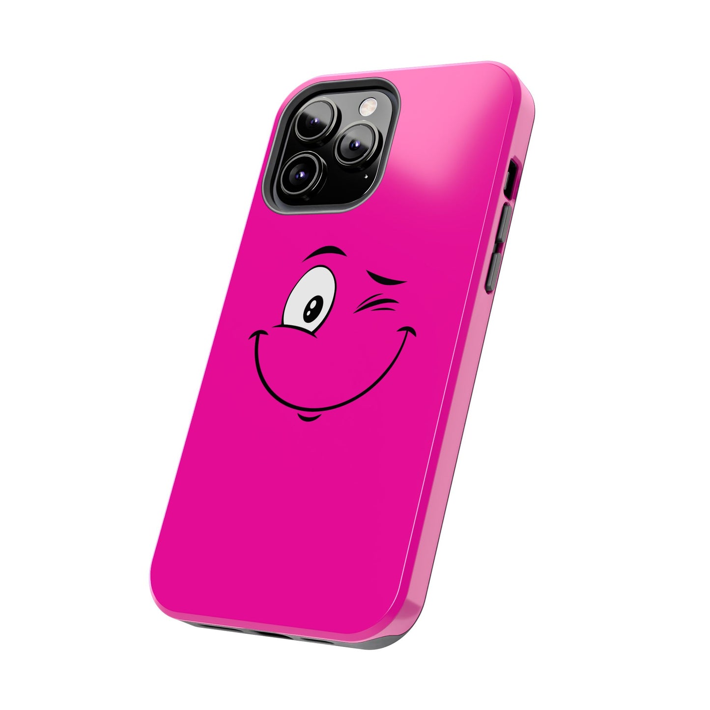 Winking Face Pink Background Cheeky Cartoon Style Tough Phone Case | Funny