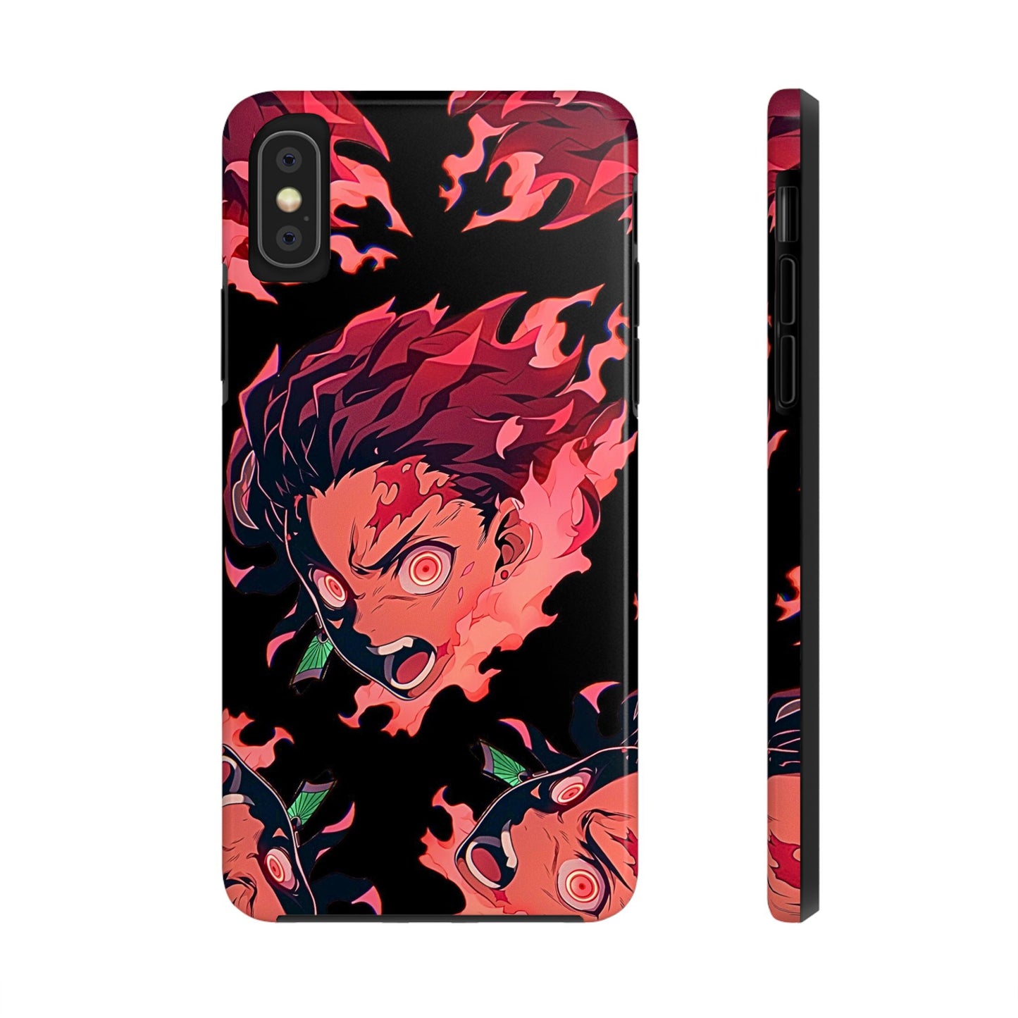 Tanjiro Kamado Flamed Style Black Tough Phone Case | Anime - Demon Slayer