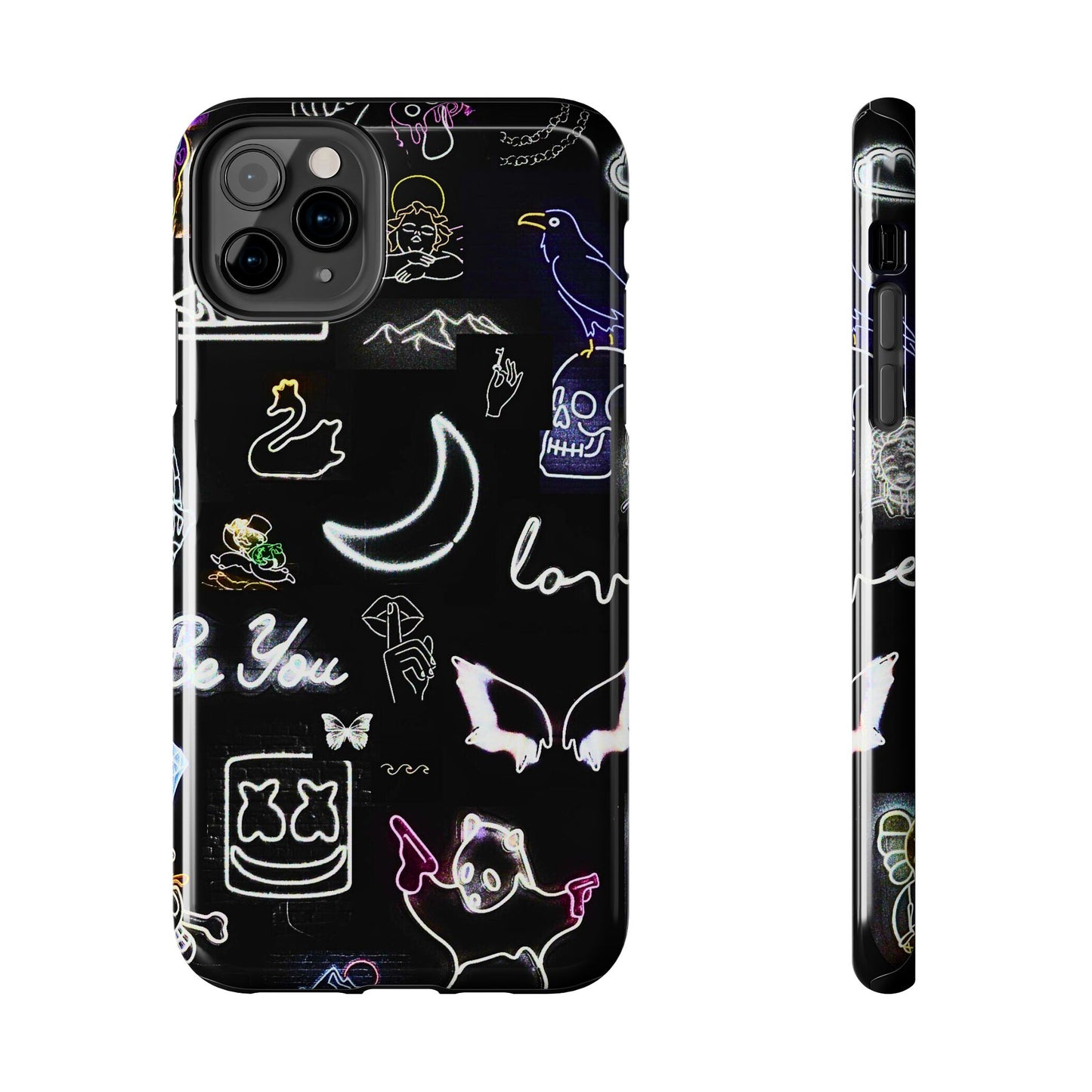 Funda resistente para teléfono estilo neón blanco | Estética
