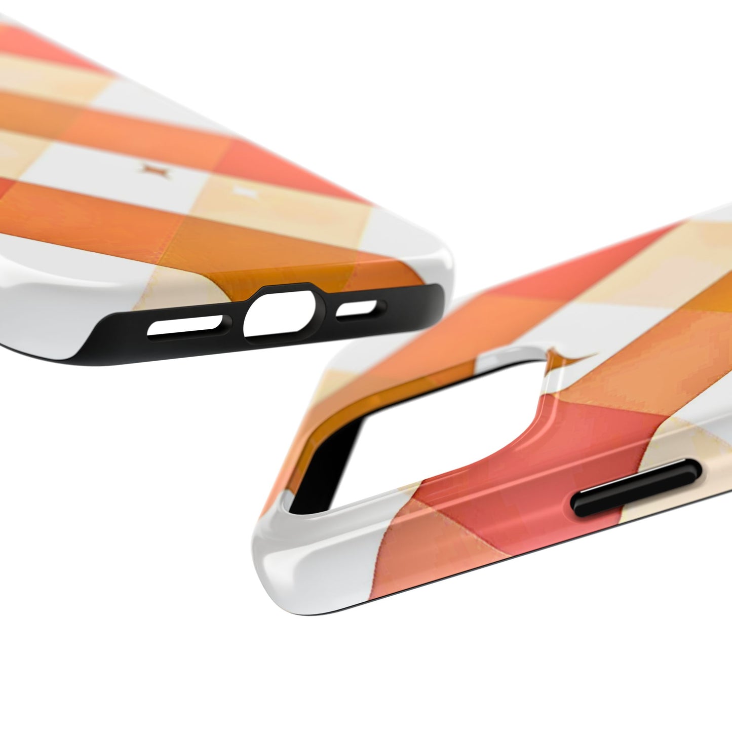 Pastel Orange & Pink Checkered Stars Tough Phone Case | Aesthetic