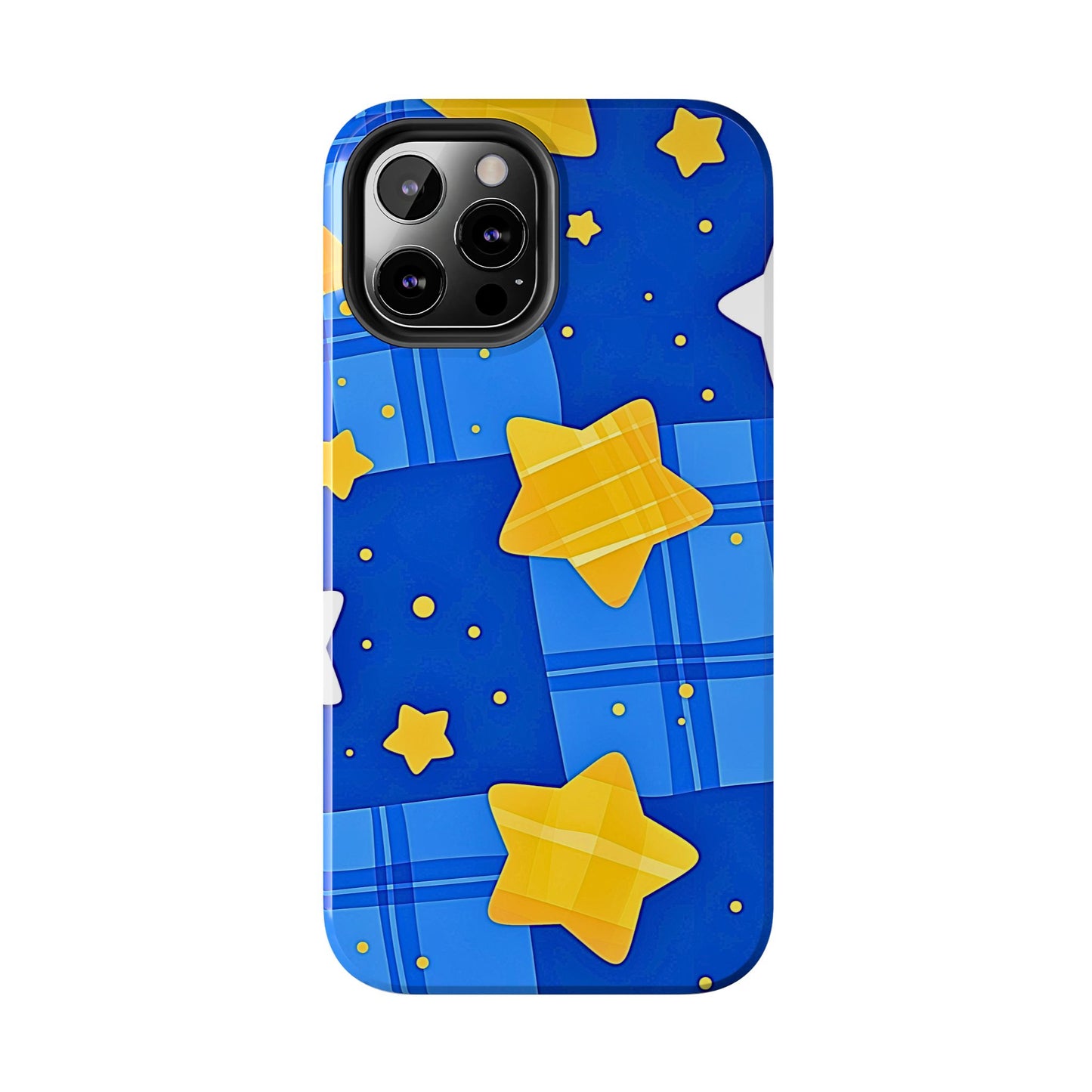 Funda resistente para teléfono con estampado de estrellas y cuadros preppy | Estética