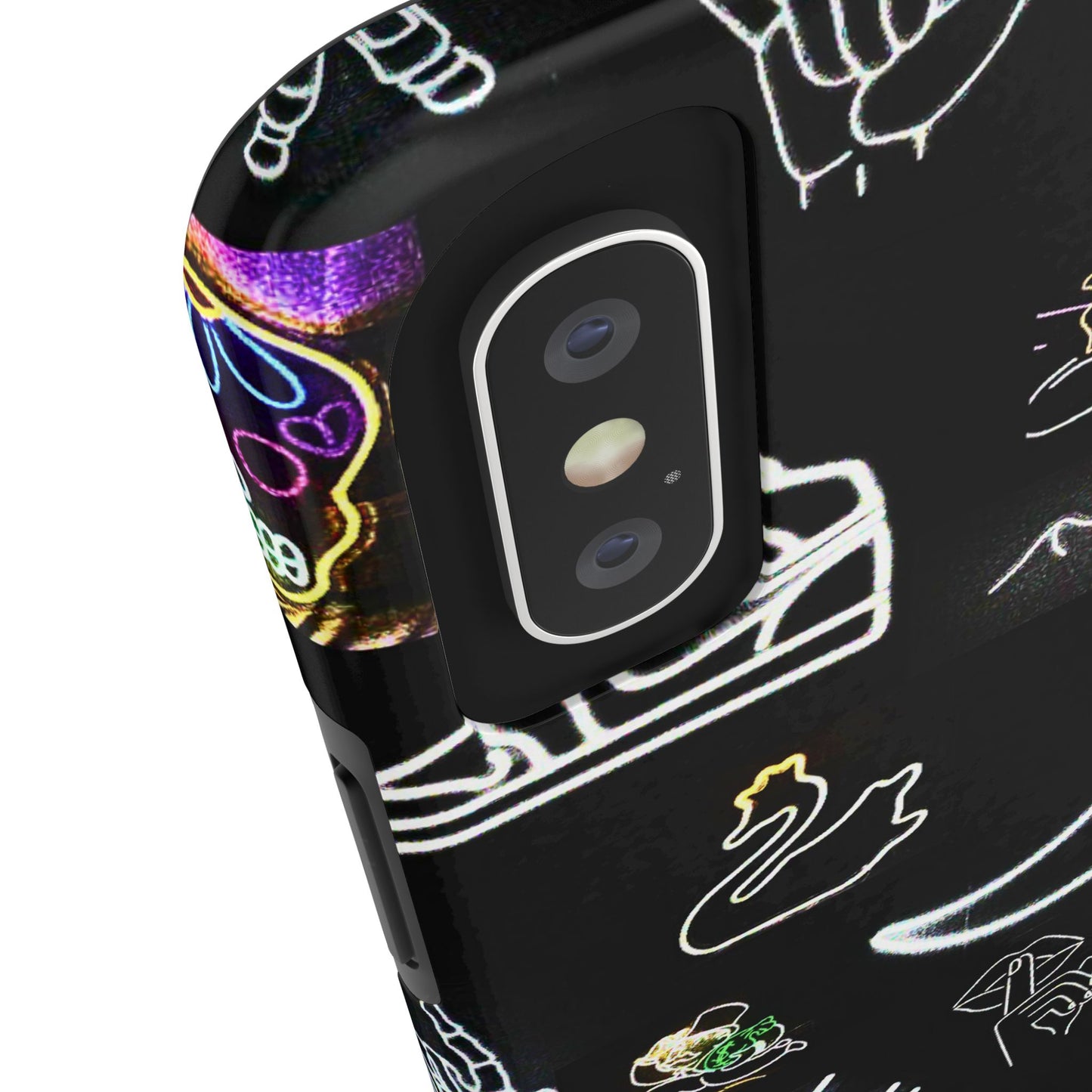 Funda resistente para teléfono estilo neón blanco | Estética