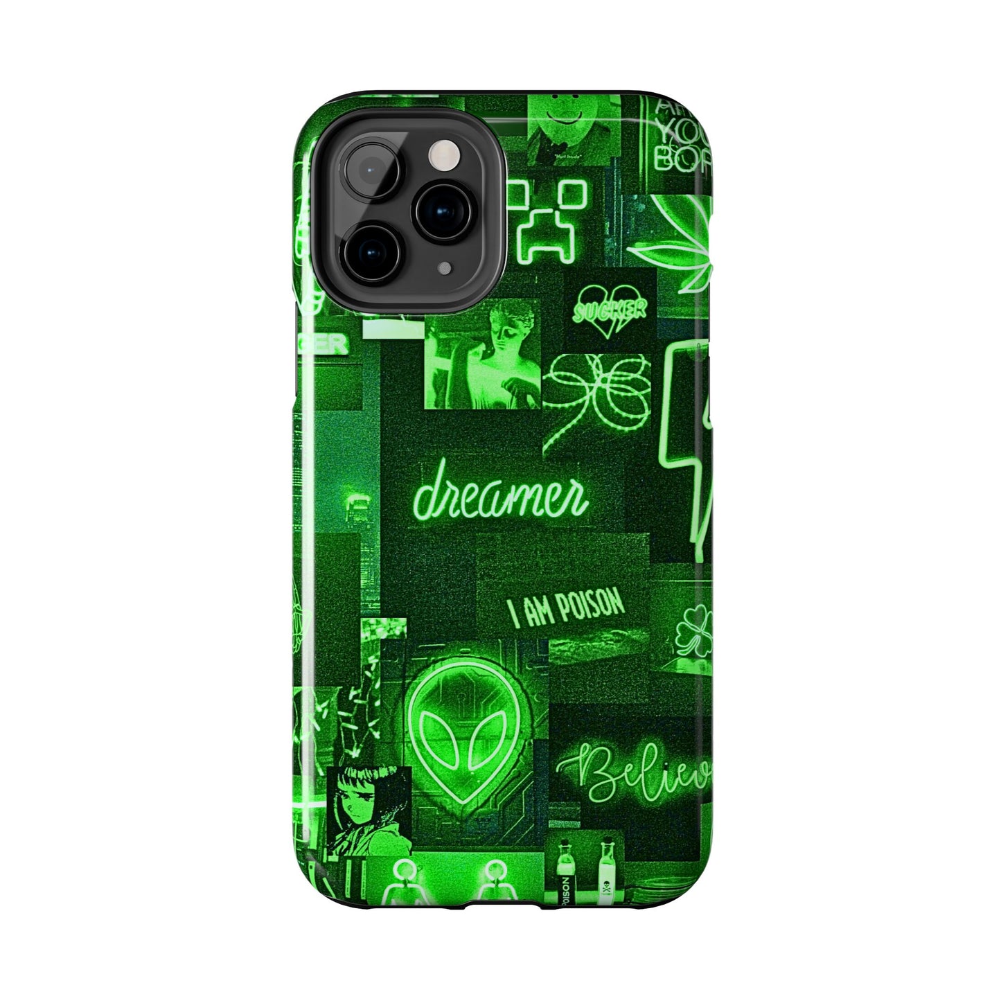 Green Neon Style Tough Phone Case | Aesthetic
