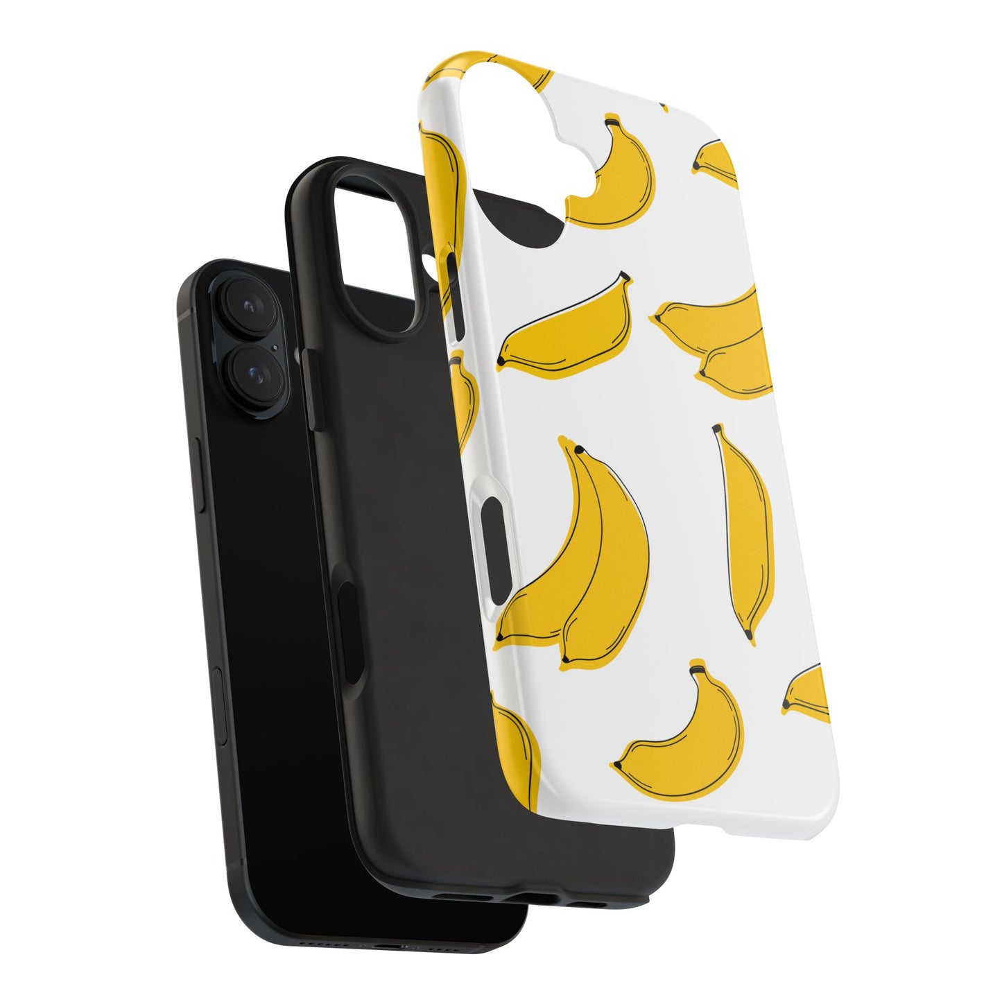 Bold Yellow Banana Pattern Minimal Line Art Tough Phone Case | Food