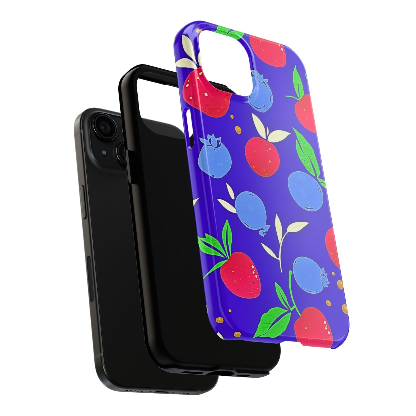 Funda resistente para teléfono con diseño de arándanos y fresas | Estética
