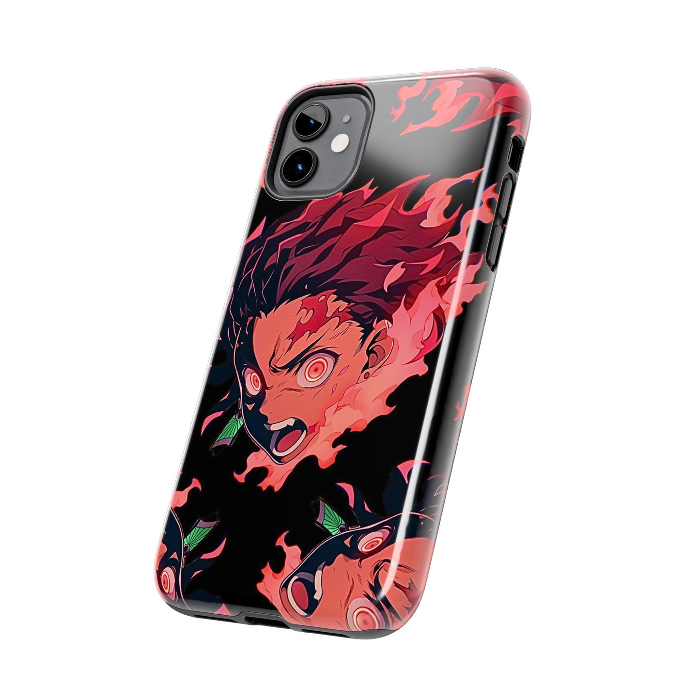 Tanjiro Kamado Flamed Style Black Tough Phone Case | Anime - Demon Slayer