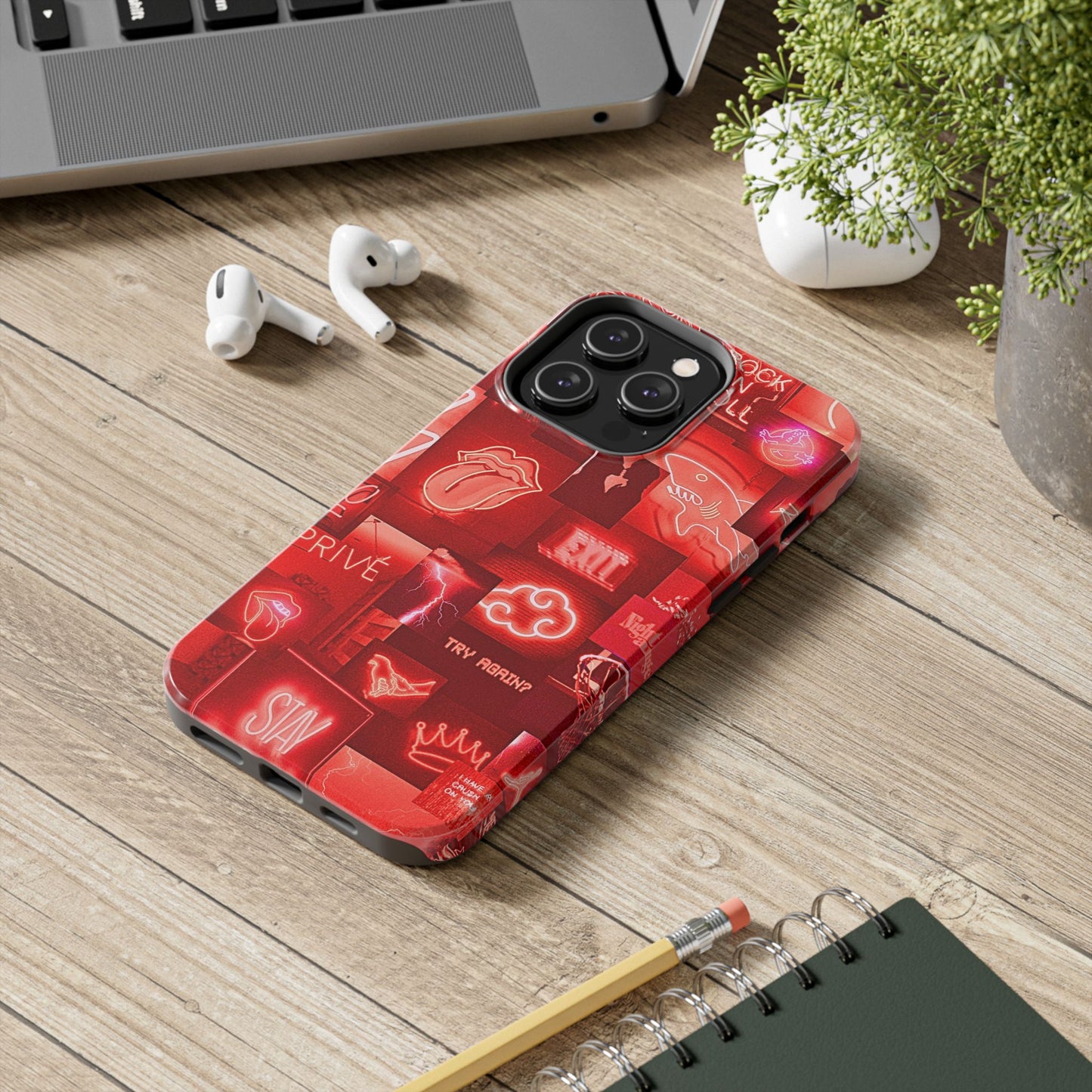 Red Neon Style Tough Phone Case | Aesthetic