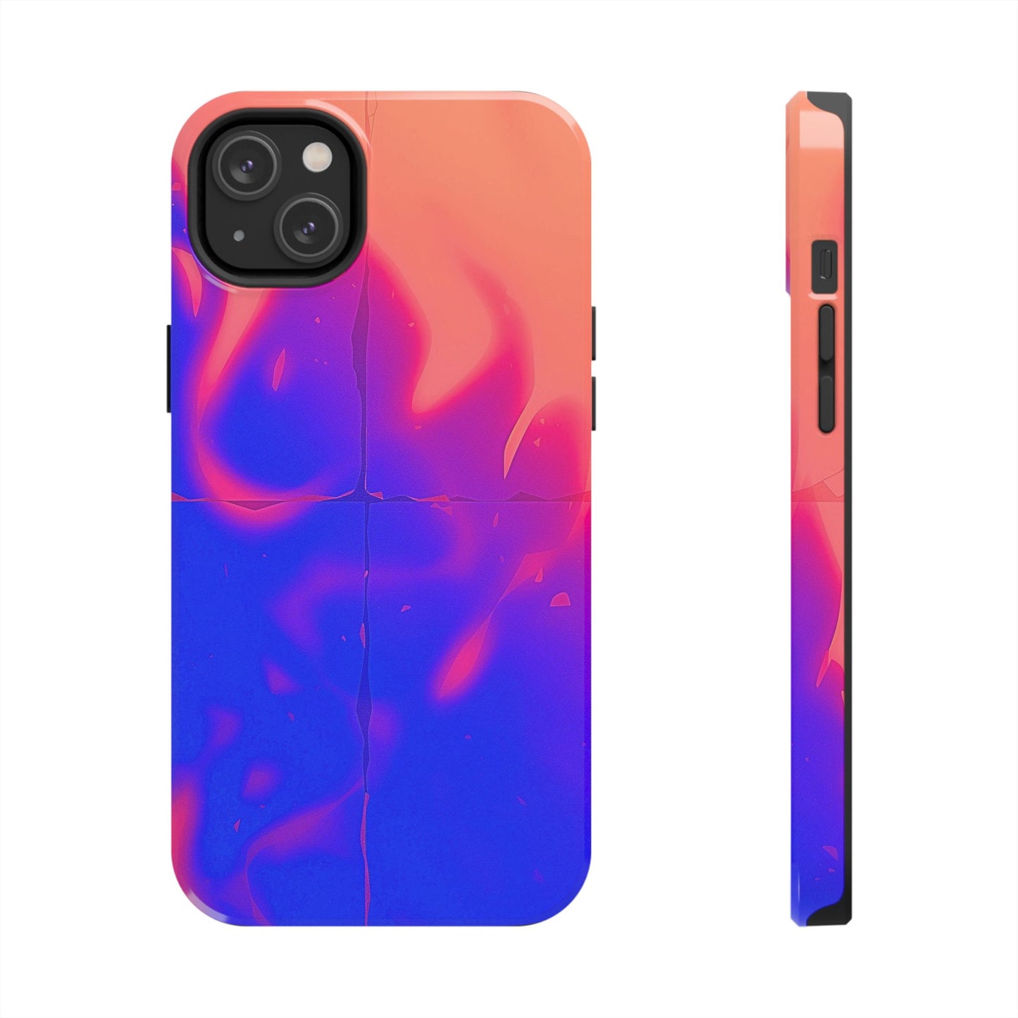 Funda resistente para teléfono con diseño de llamas, degradado abstracto y resplandor del atardecer | Estética
