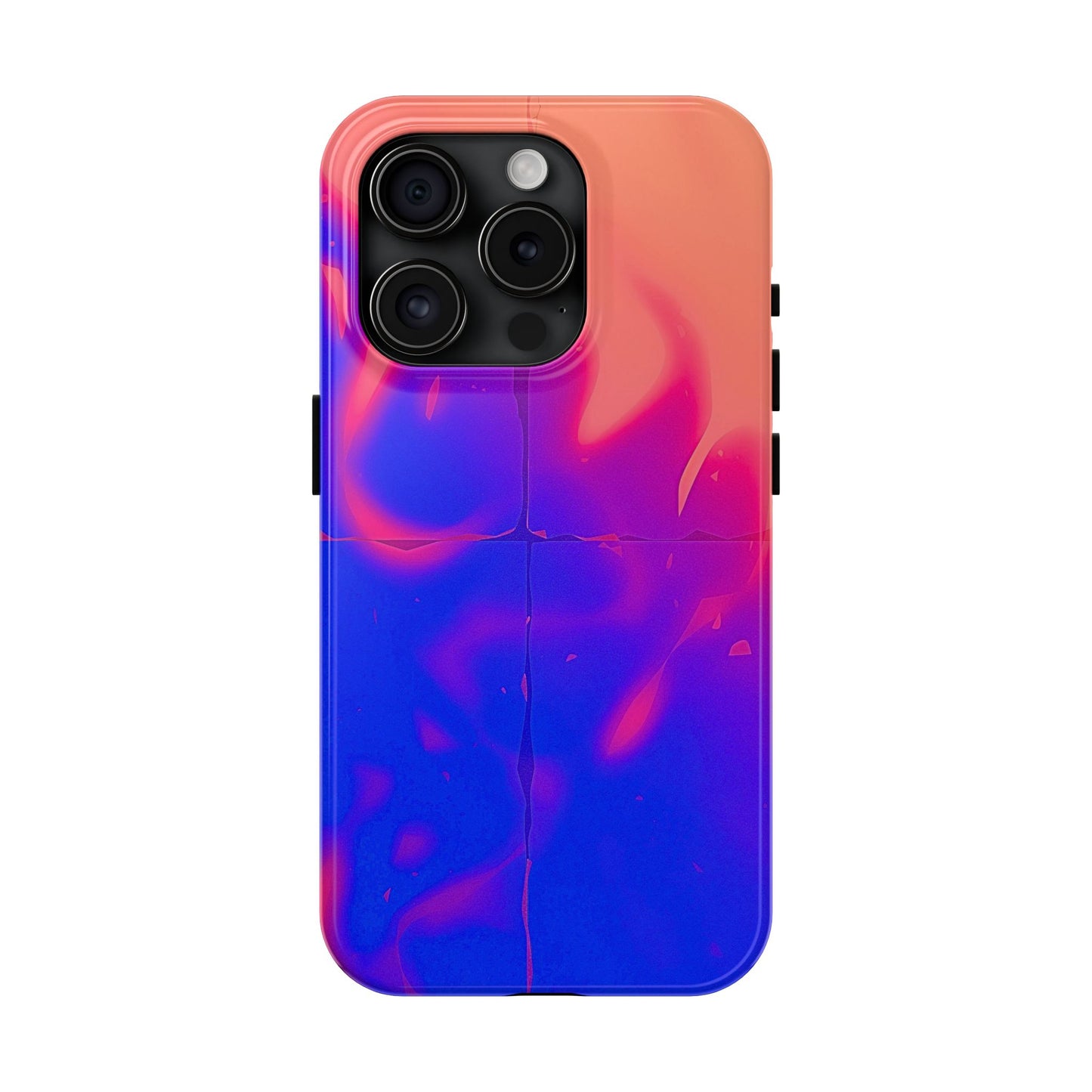 Funda resistente para teléfono con diseño de llamas, degradado abstracto y resplandor del atardecer | Estética
