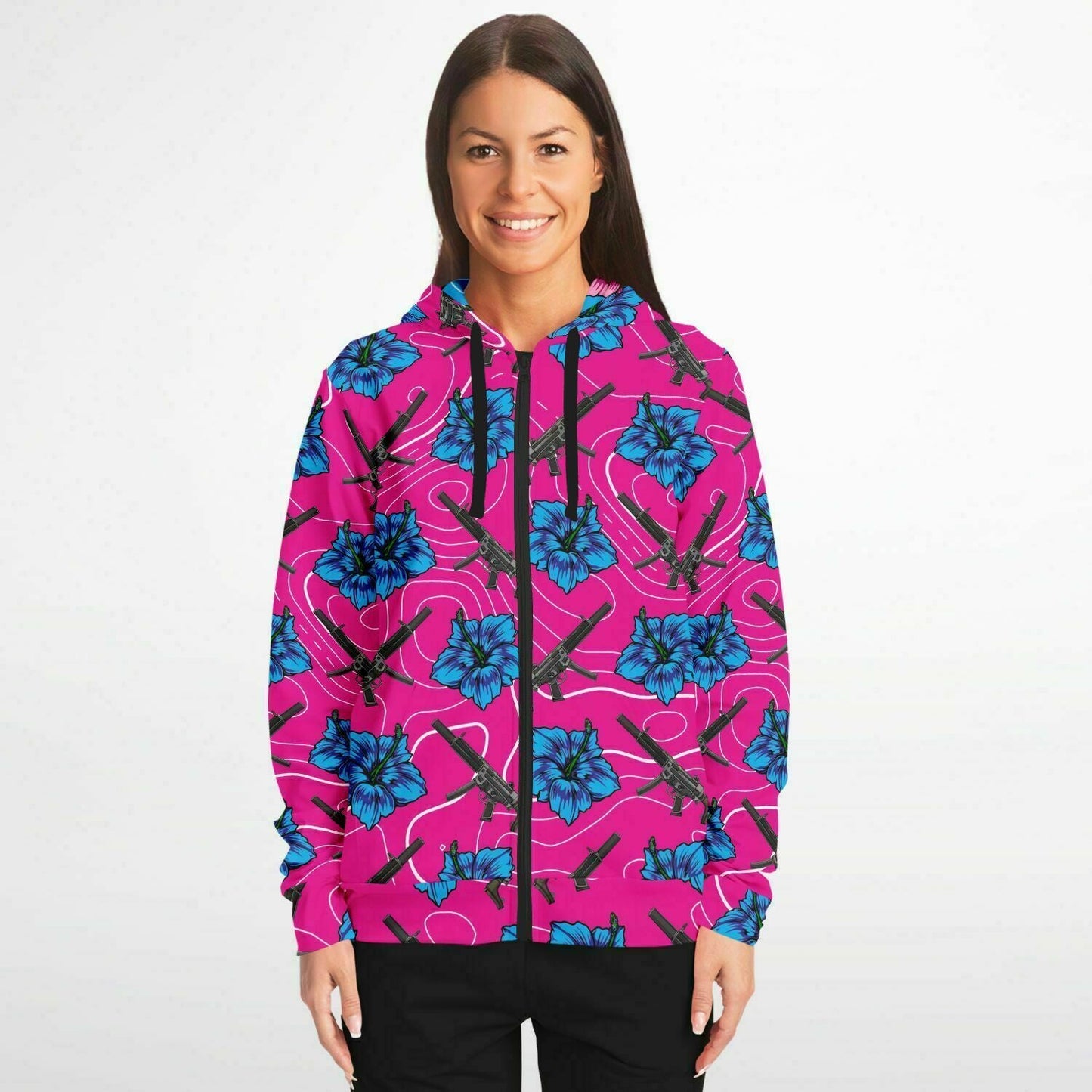Rad Palm High Capacity Hibiscus Zip Up Hoodie