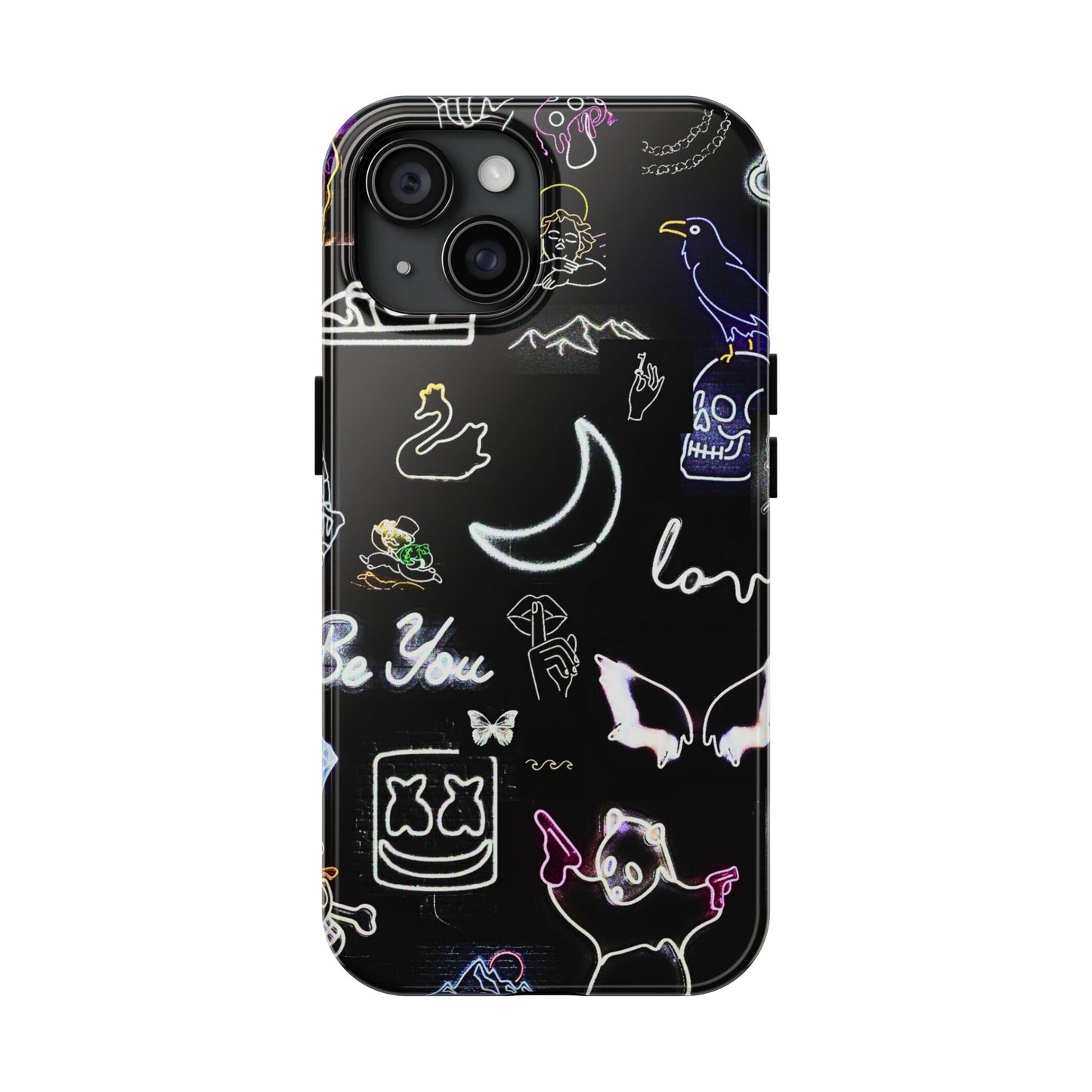 Funda resistente para teléfono estilo neón blanco | Estética