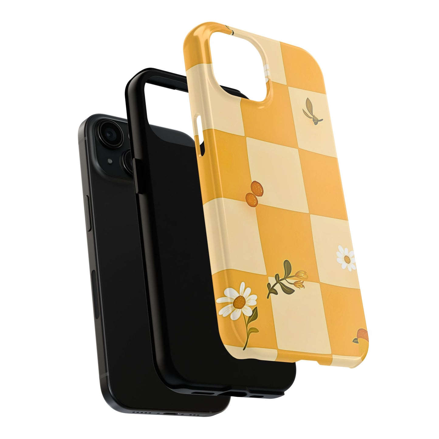 Yellow Checkered Preppy Daisies Tough Phone Case | Aesthetic