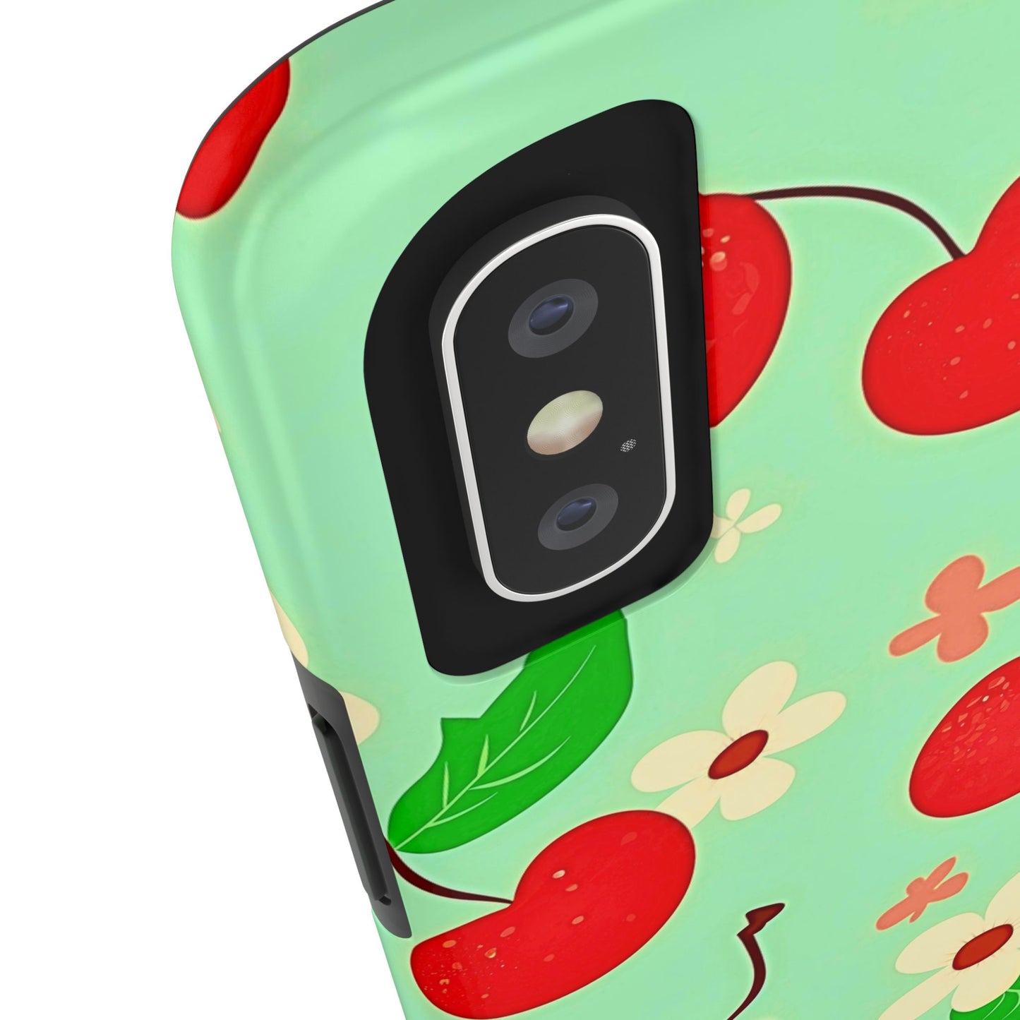 Cute Cherry Flower Pattern Mint Tough Phone Case | Aesthetic