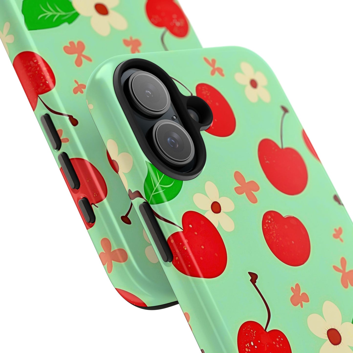 Cute Cherry Flower Pattern Mint Tough Phone Case | Aesthetic