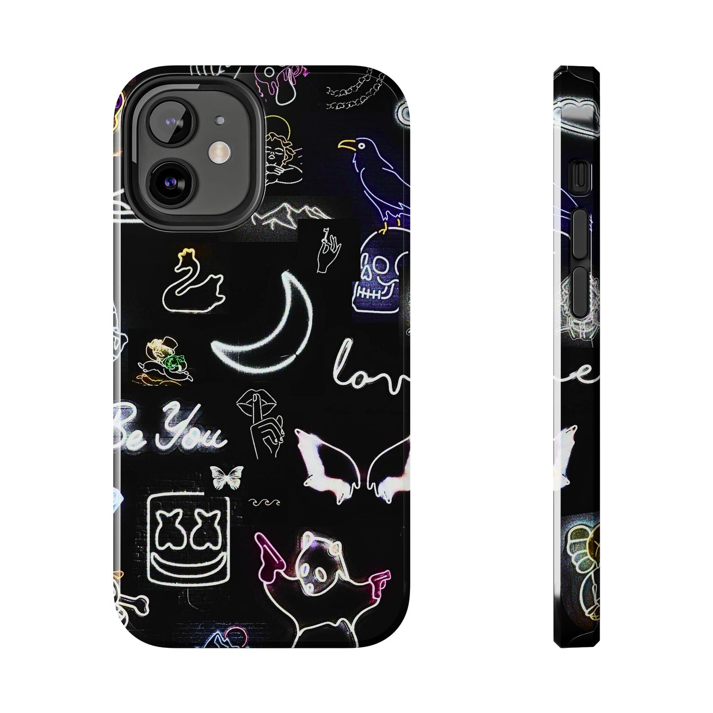 Funda resistente para teléfono estilo neón blanco | Estética