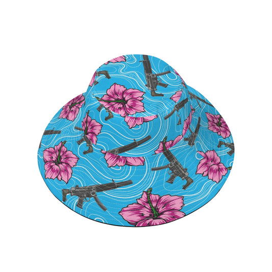 High Capacity Hibiscus Blue Bucket Hat