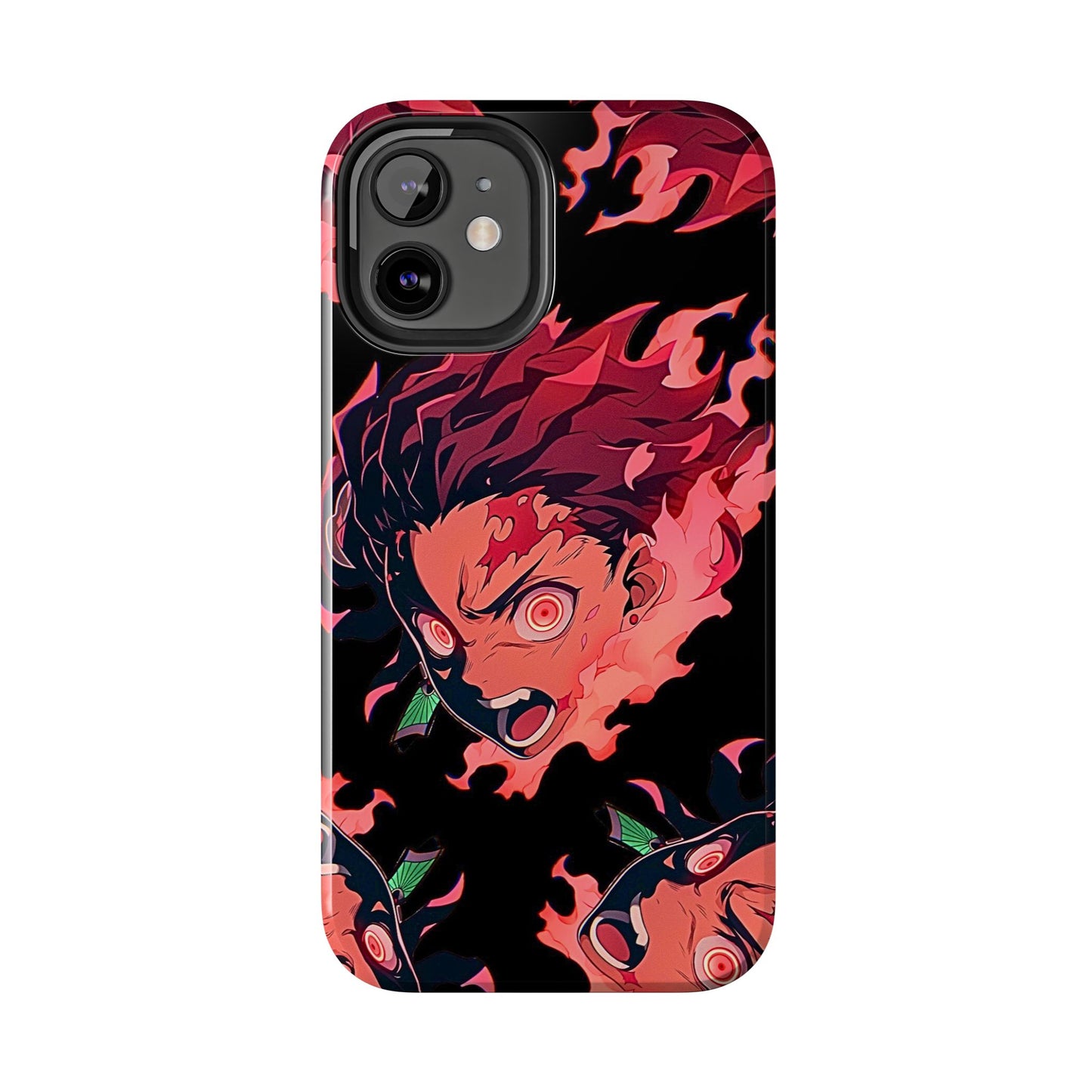 Tanjiro Kamado Flamed Style Black Tough Phone Case | Anime - Demon Slayer
