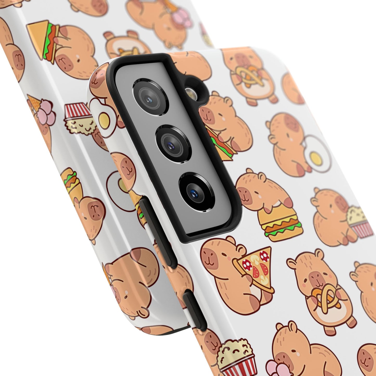 Cute Capybara Eating Pizza Ice Cream & Snacks Cartoon Food Tough Phone Case | Animals