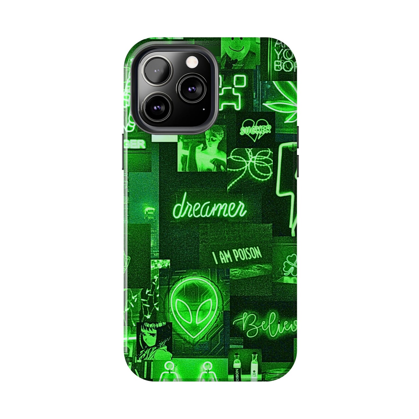 Green Neon Style Tough Phone Case | Aesthetic