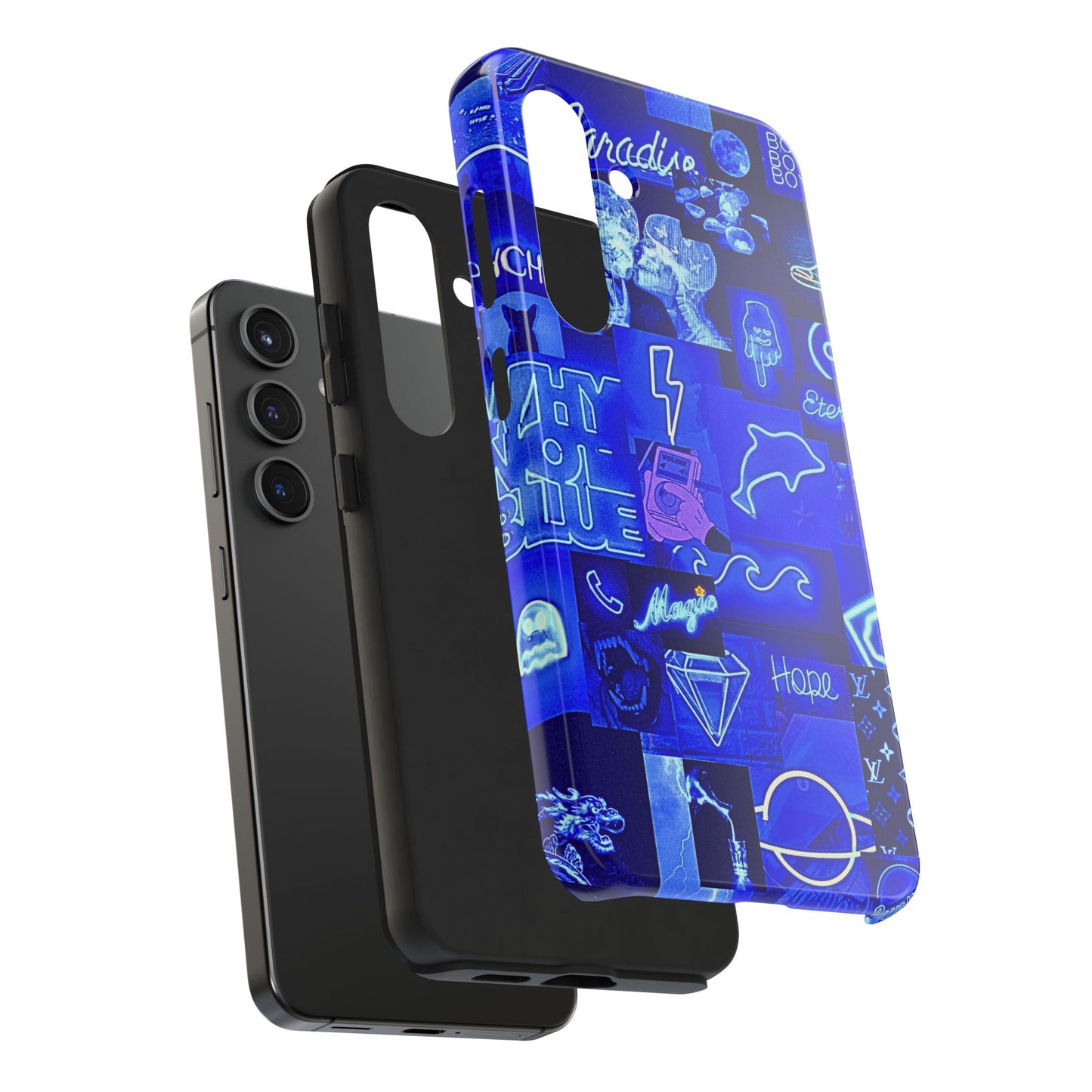 Funda resistente para teléfono con diseño de neón azul | Estética