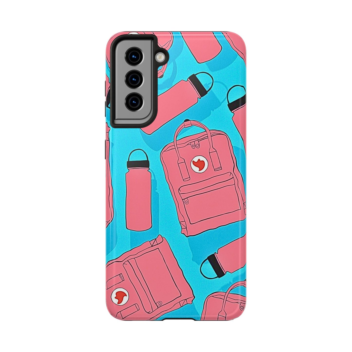 VSCO Kanken Backpack Water Bottle Pink & Blue Tough Phone Case | Aesthetic
