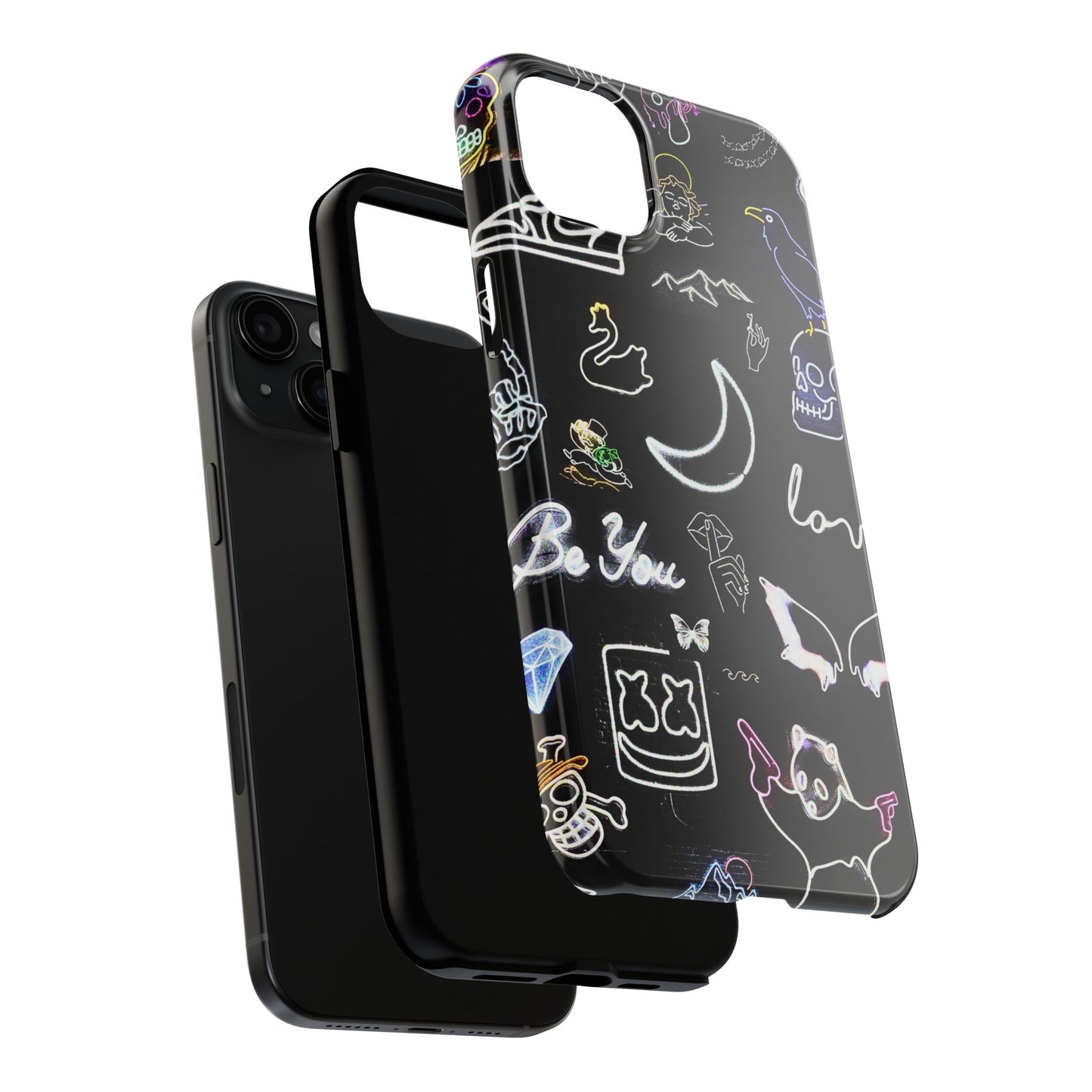 Funda resistente para teléfono estilo neón blanco | Estética