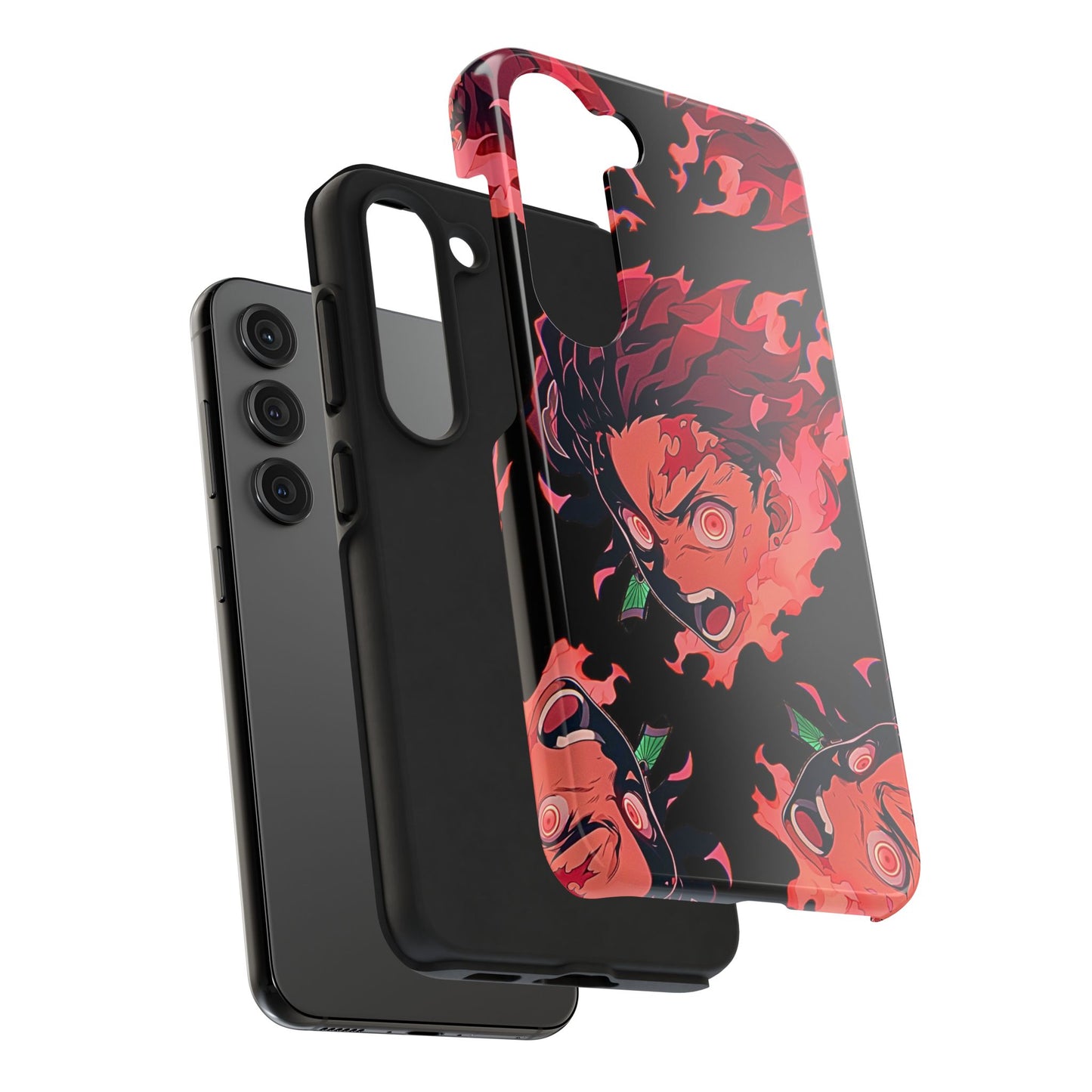 Tanjiro Kamado Flamed Style Black Tough Phone Case | Anime - Demon Slayer