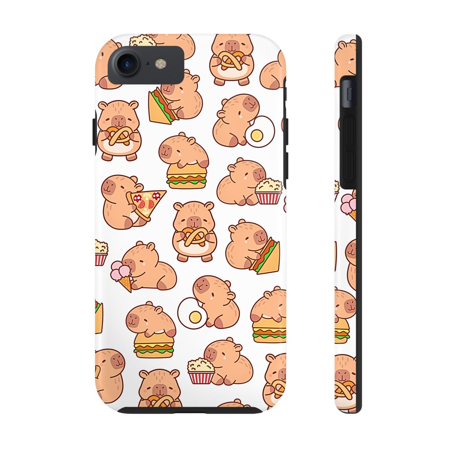 Cute Capybara Eating Pizza Ice Cream & Snacks Cartoon Food Tough Phone Case | Animals