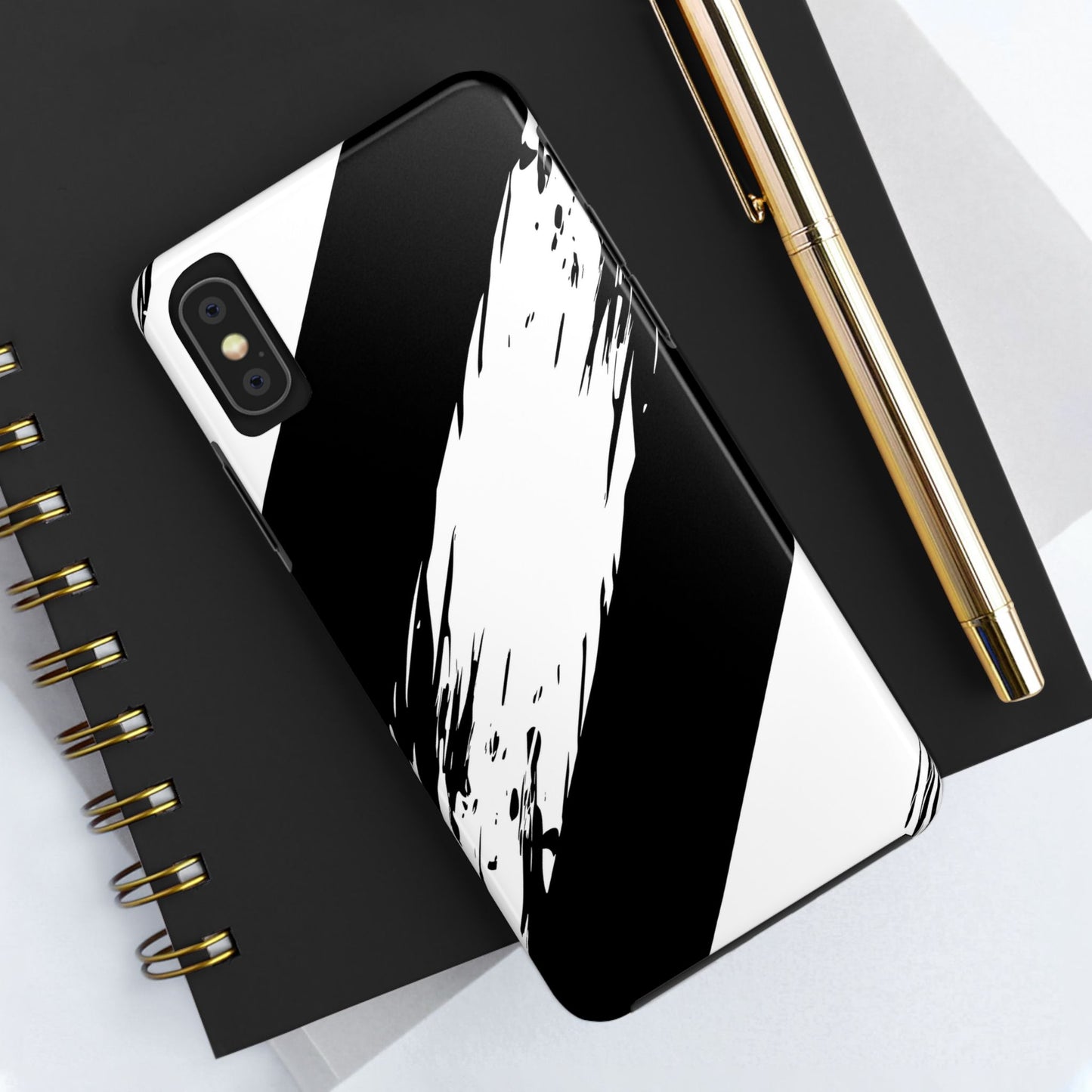 Funda/cubierta resistente para teléfono con rayas diagonales en blanco roto | Estética